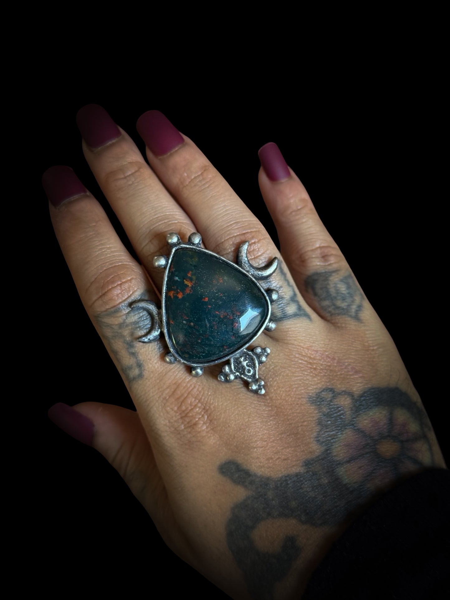 HELIOTROPE | Bloodstone Adjustable Ring