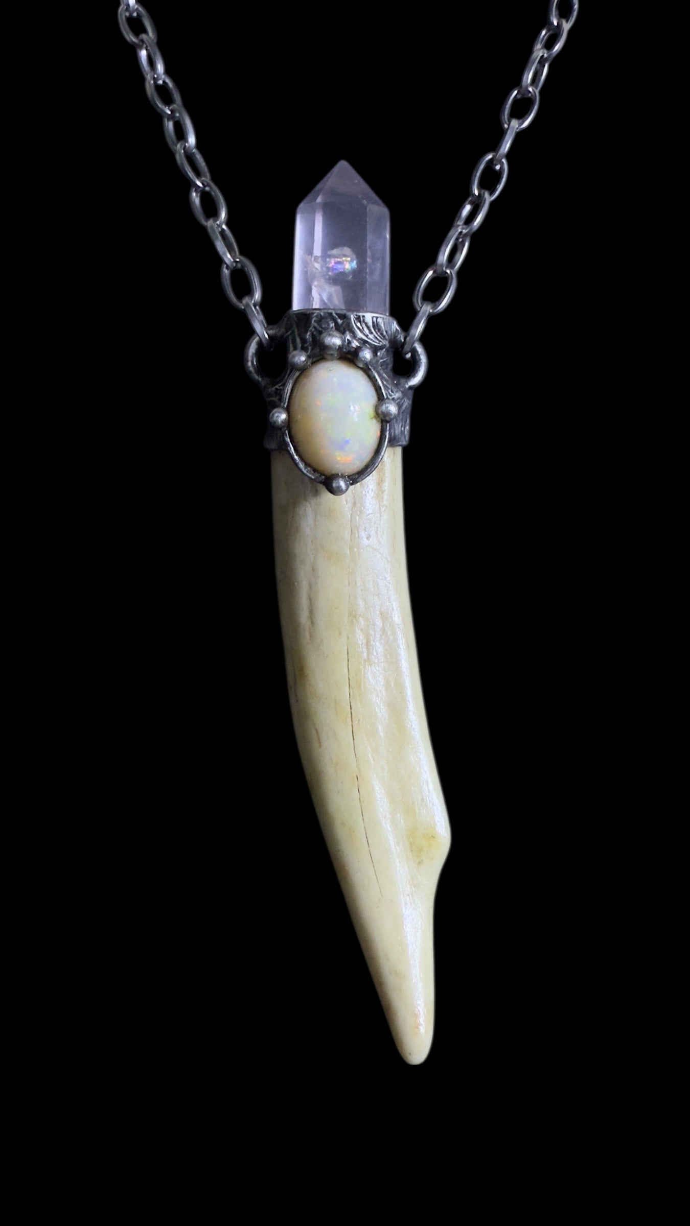 Amitola | Opal, Rose Quartz, Antler Necklace
