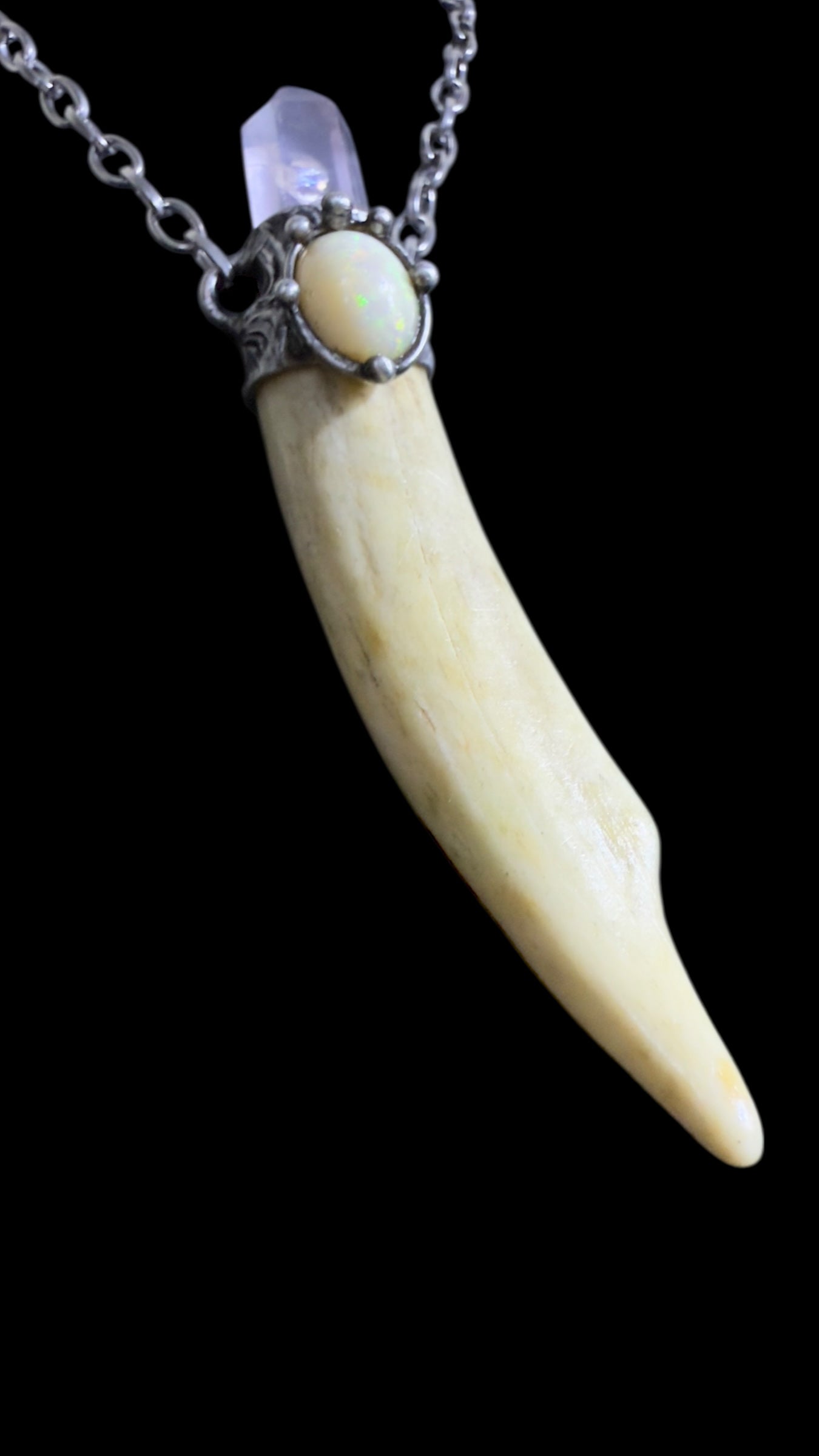Amitola | Opal, Rose Quartz, Antler Necklace