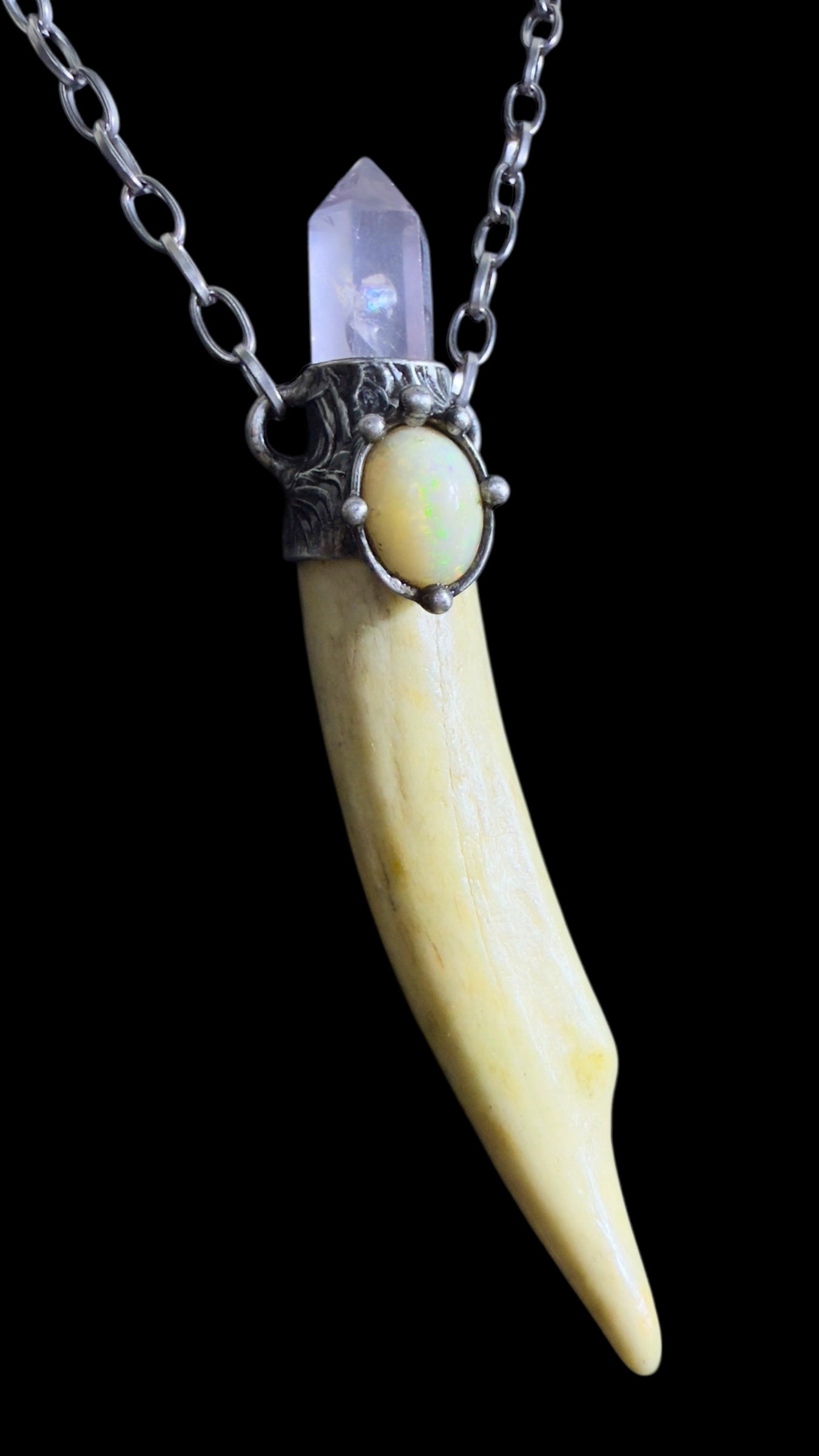 Amitola | Opal, Rose Quartz, Antler Necklace
