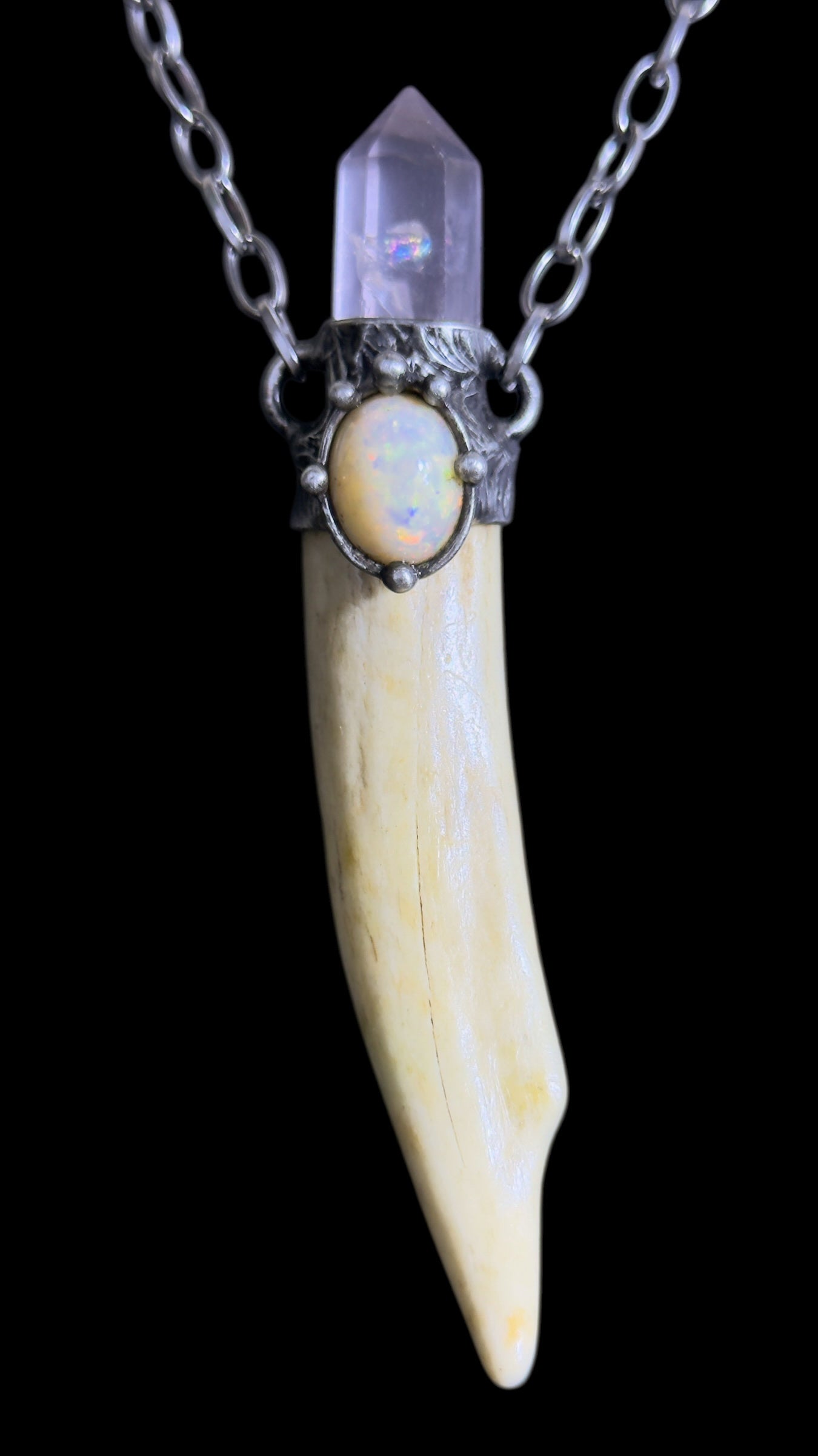 Amitola | Opal, Rose Quartz, Antler Necklace