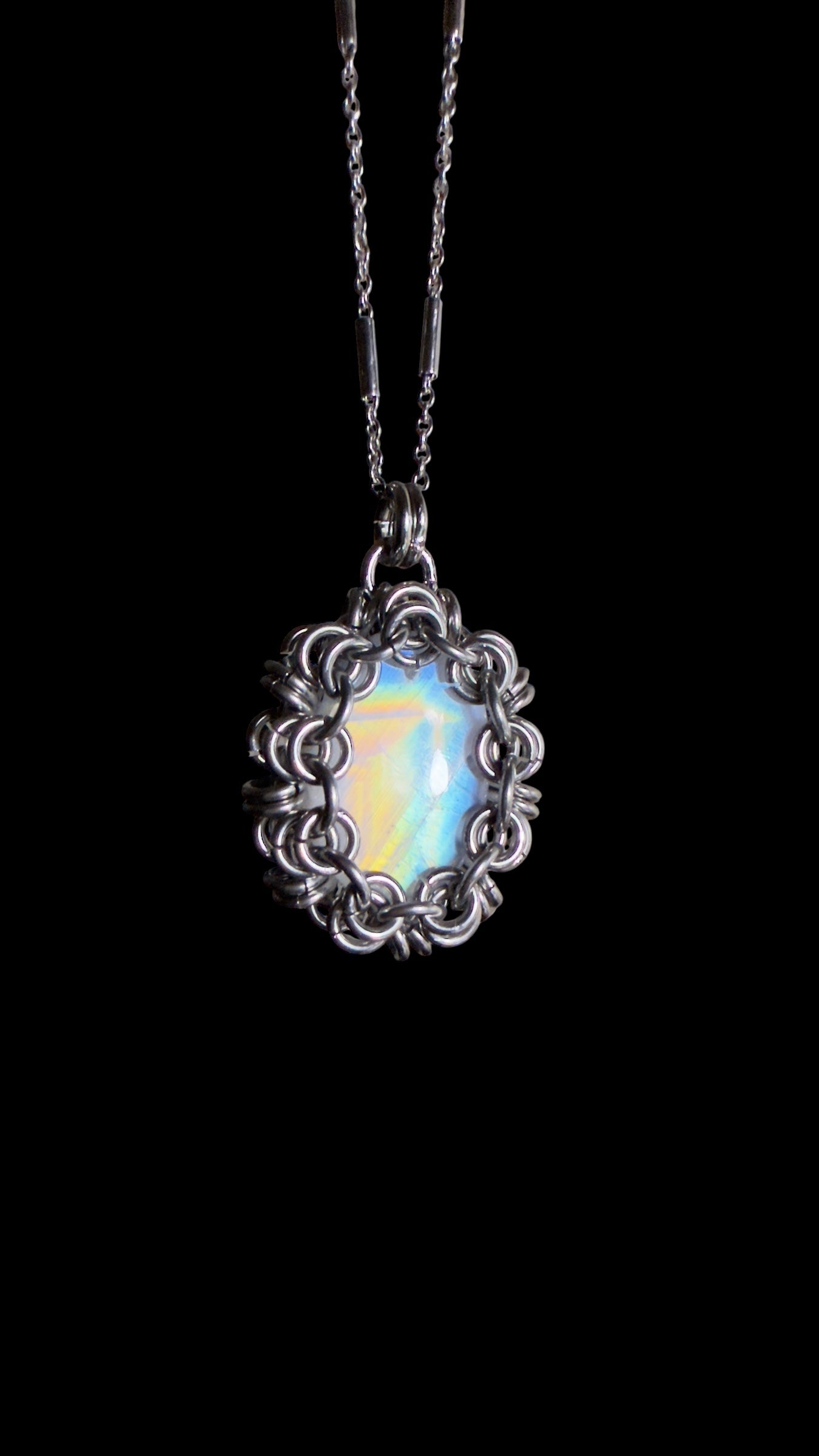 Qamar | Rainbow Moonstone Necklace