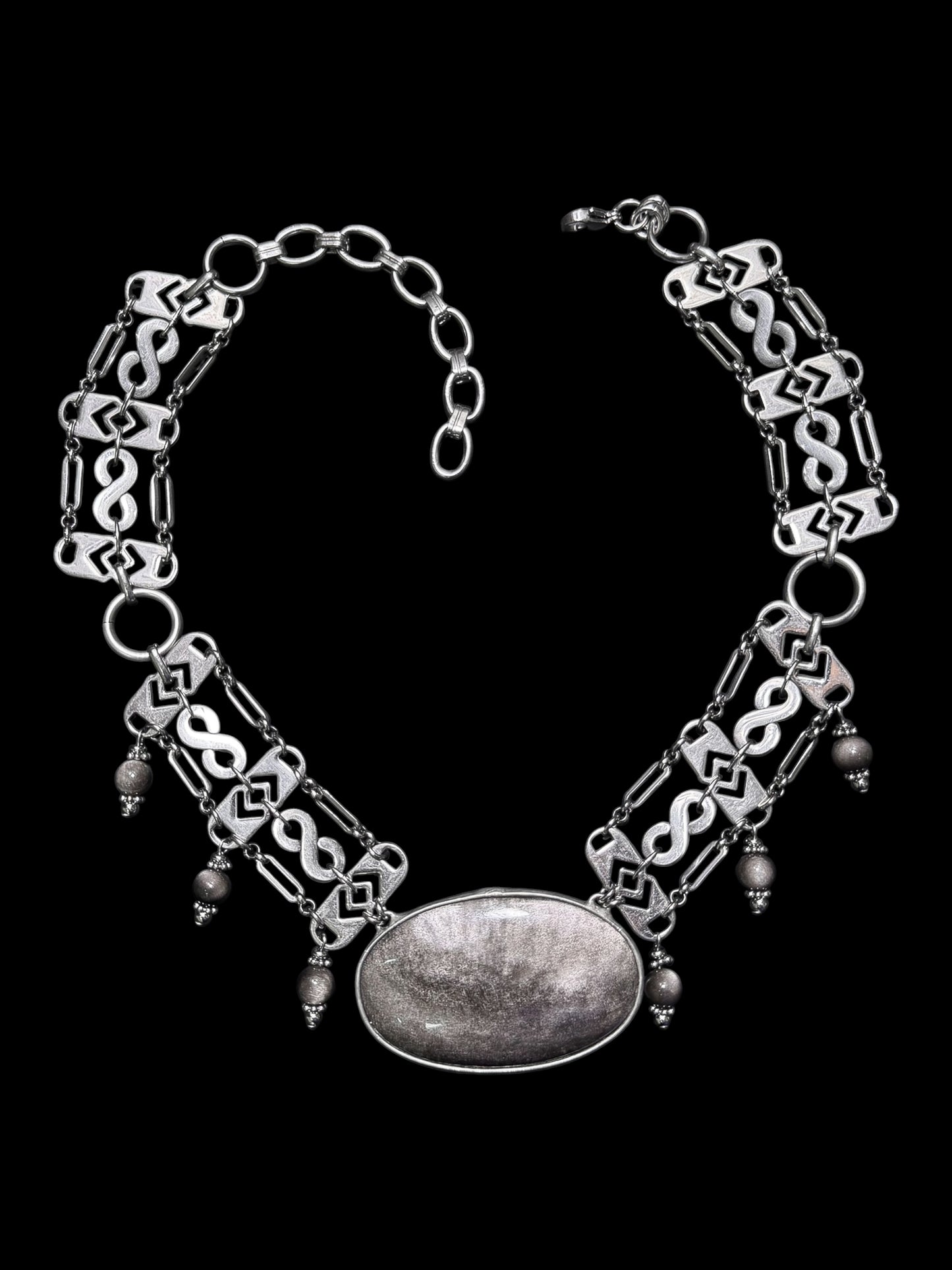 OMYREN | Silver Sheen Obsidian Necklace