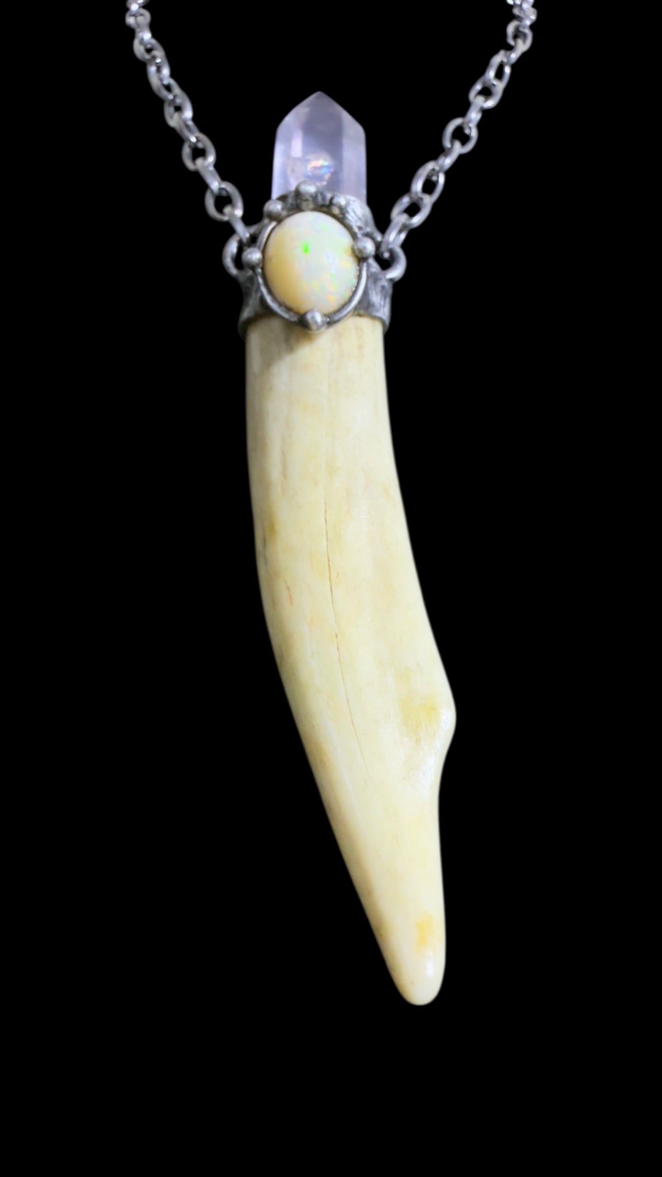 Amitola | Opal, Rose Quartz, Antler Necklace