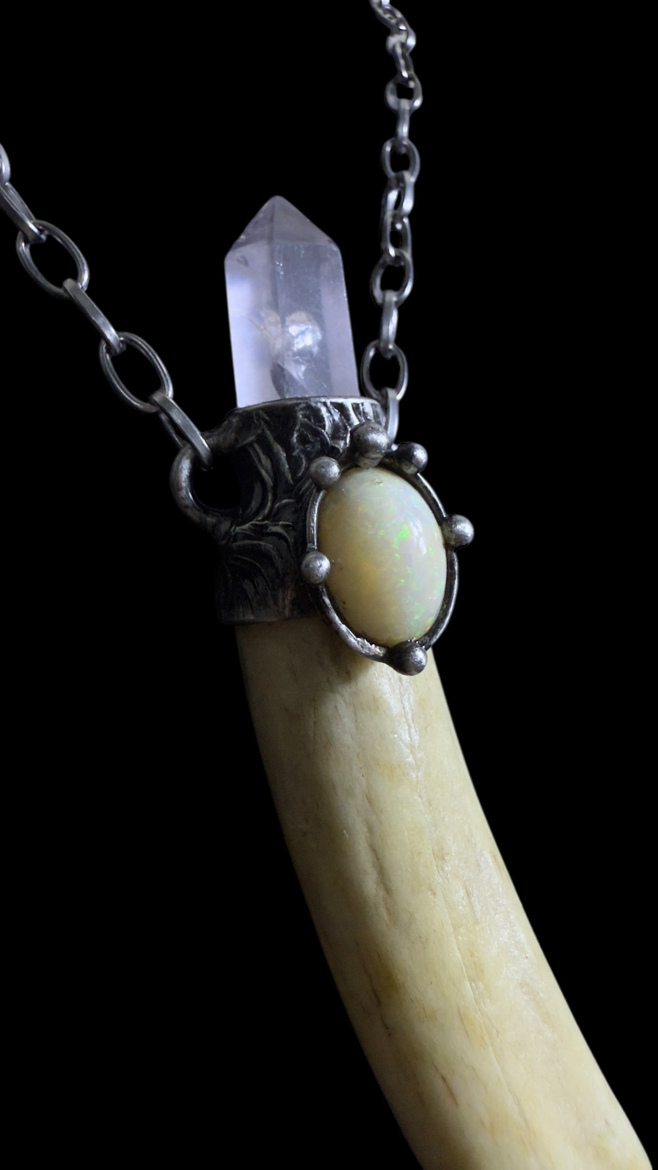 Amitola | Opal, Rose Quartz, Antler Necklace