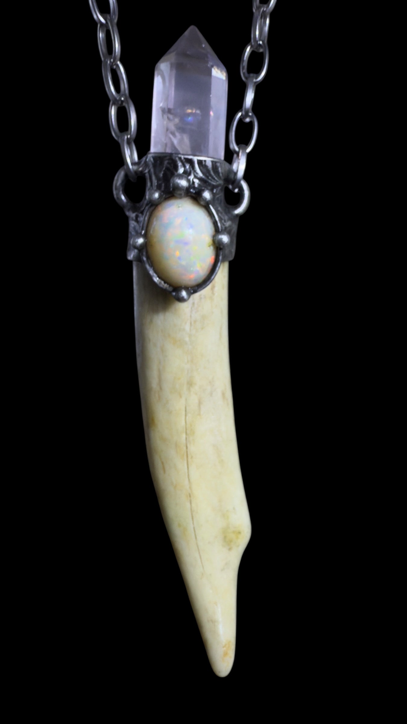 Amitola | Opal, Rose Quartz, Antler Necklace