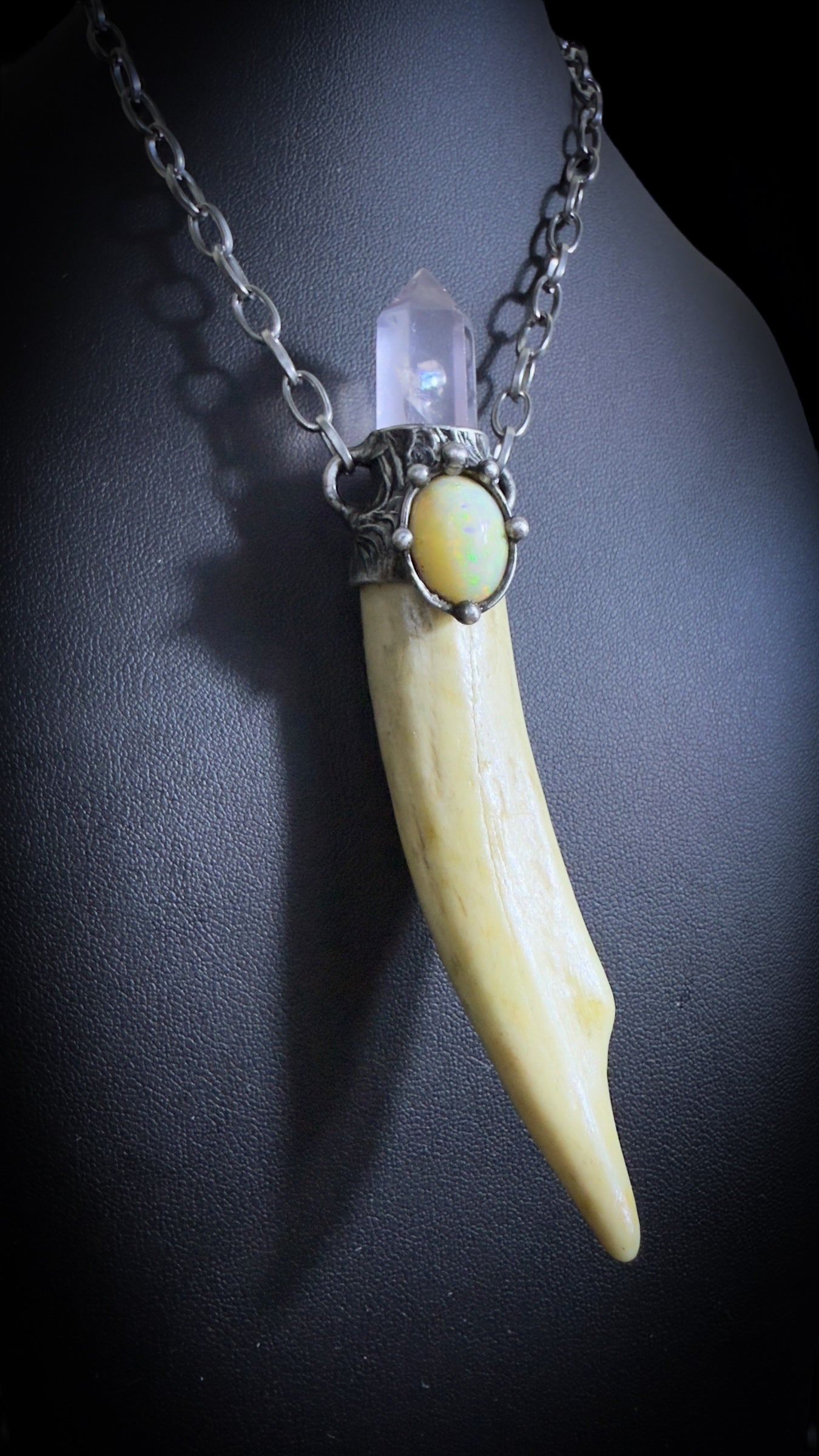 Amitola | Opal, Rose Quartz, Antler Necklace