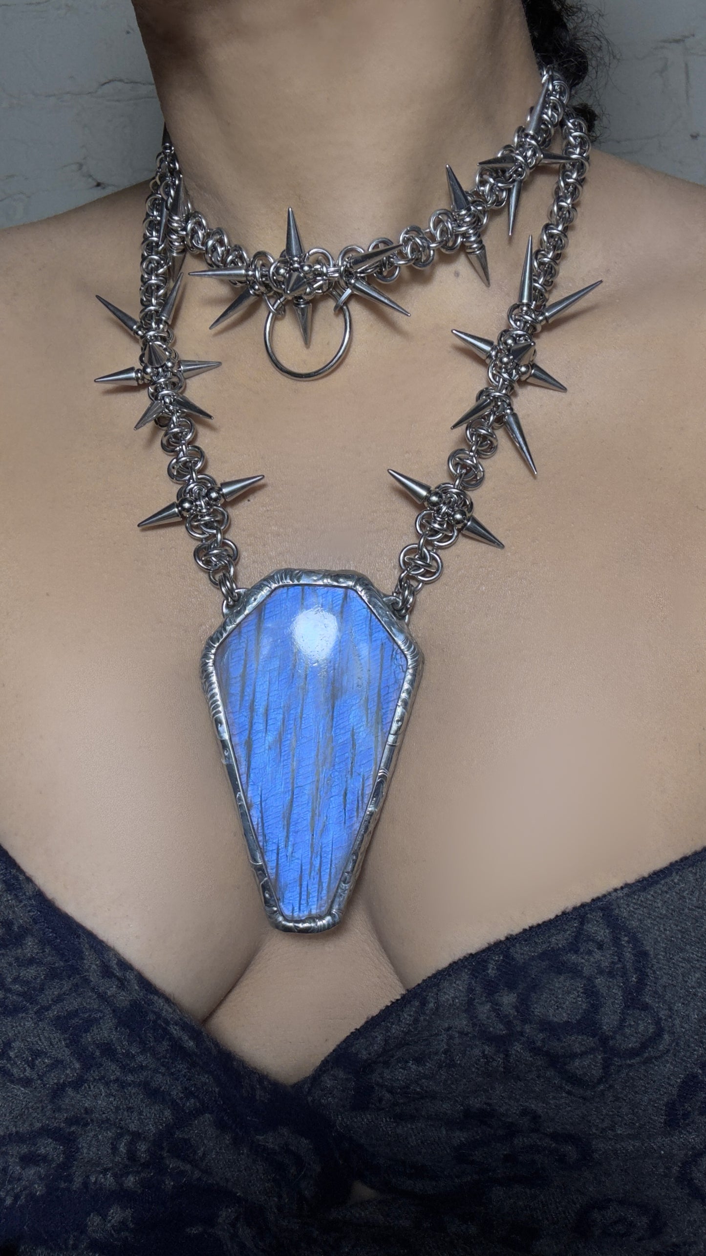 Vetela | 2 Piece Set Rainbow Moonstone Necklace + Collar
