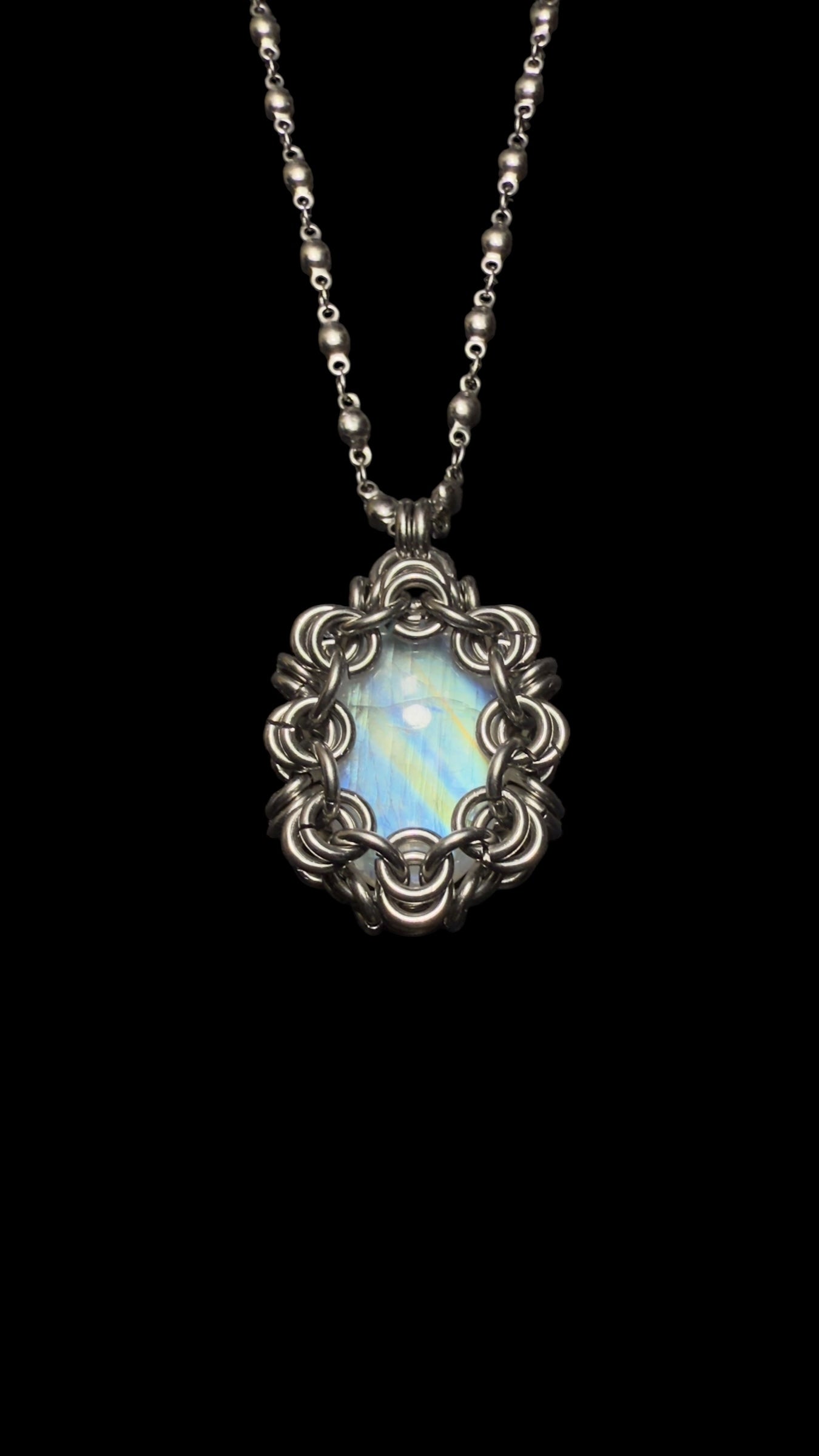 Tsukiko | Rainbow Moonstone Necklace