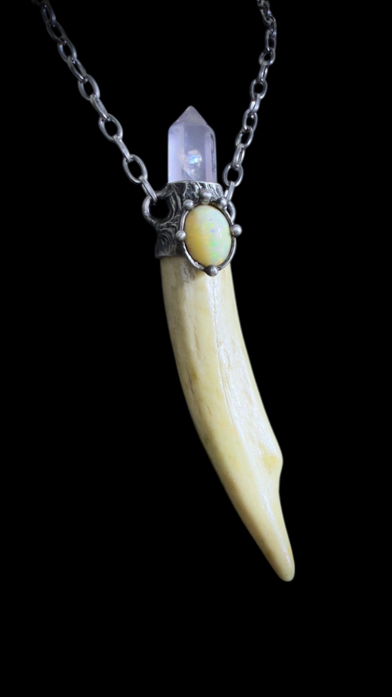 Amitola | Opal, Rose Quartz, Antler Necklace