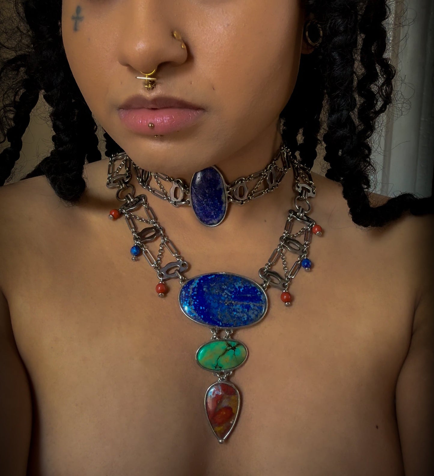 SAMYTA | Lapis Lazuli, Tibetan Turquoise, Seam Agate, Red Jasper Necklace