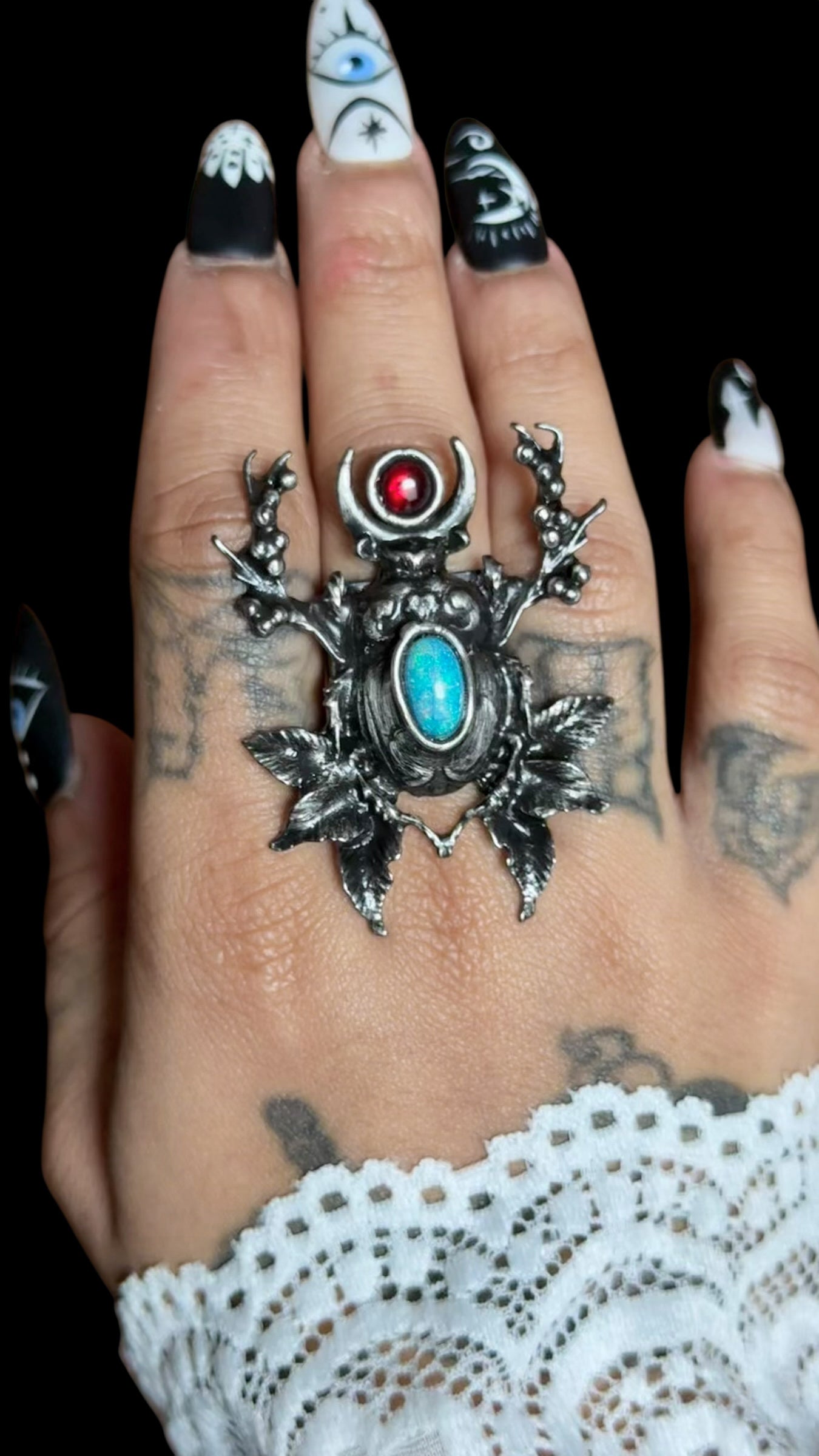 Esmeray | Ethiopian Opal and Garnet Ring