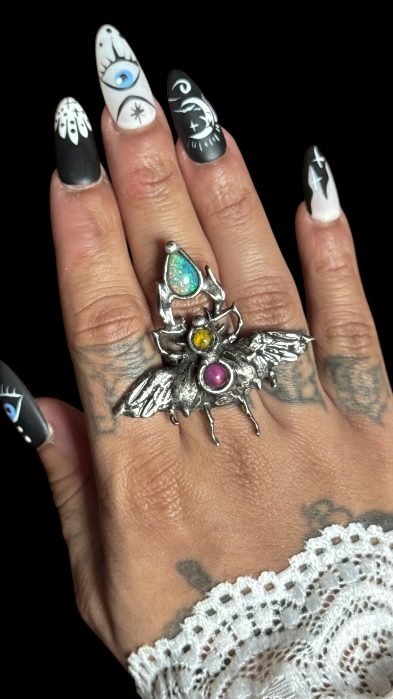 Khepera | Ethiopian Opal, Peridot, and Amethyst Ring