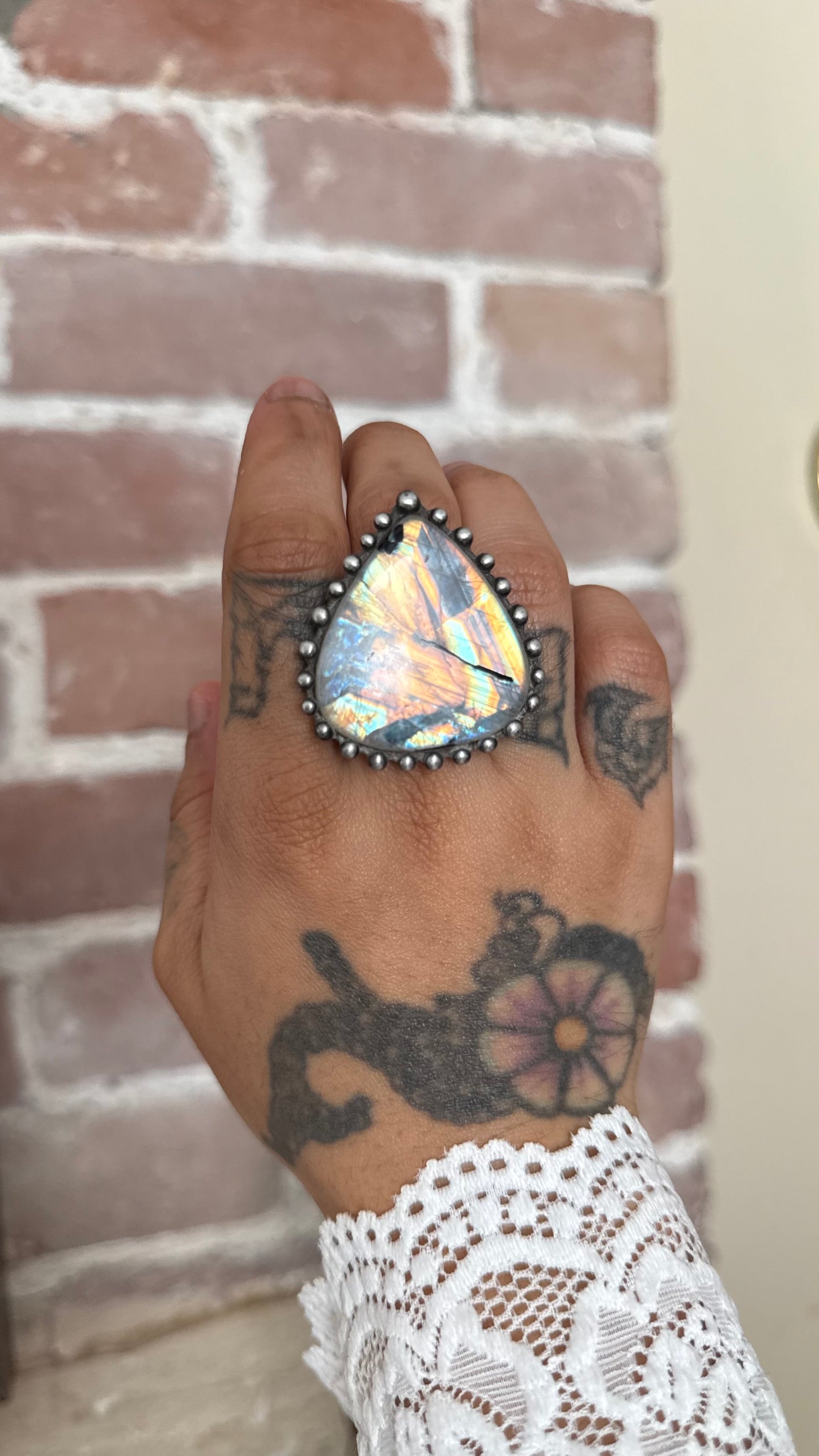 Keahi  | Adjustable Rainbow Moonstone Ring