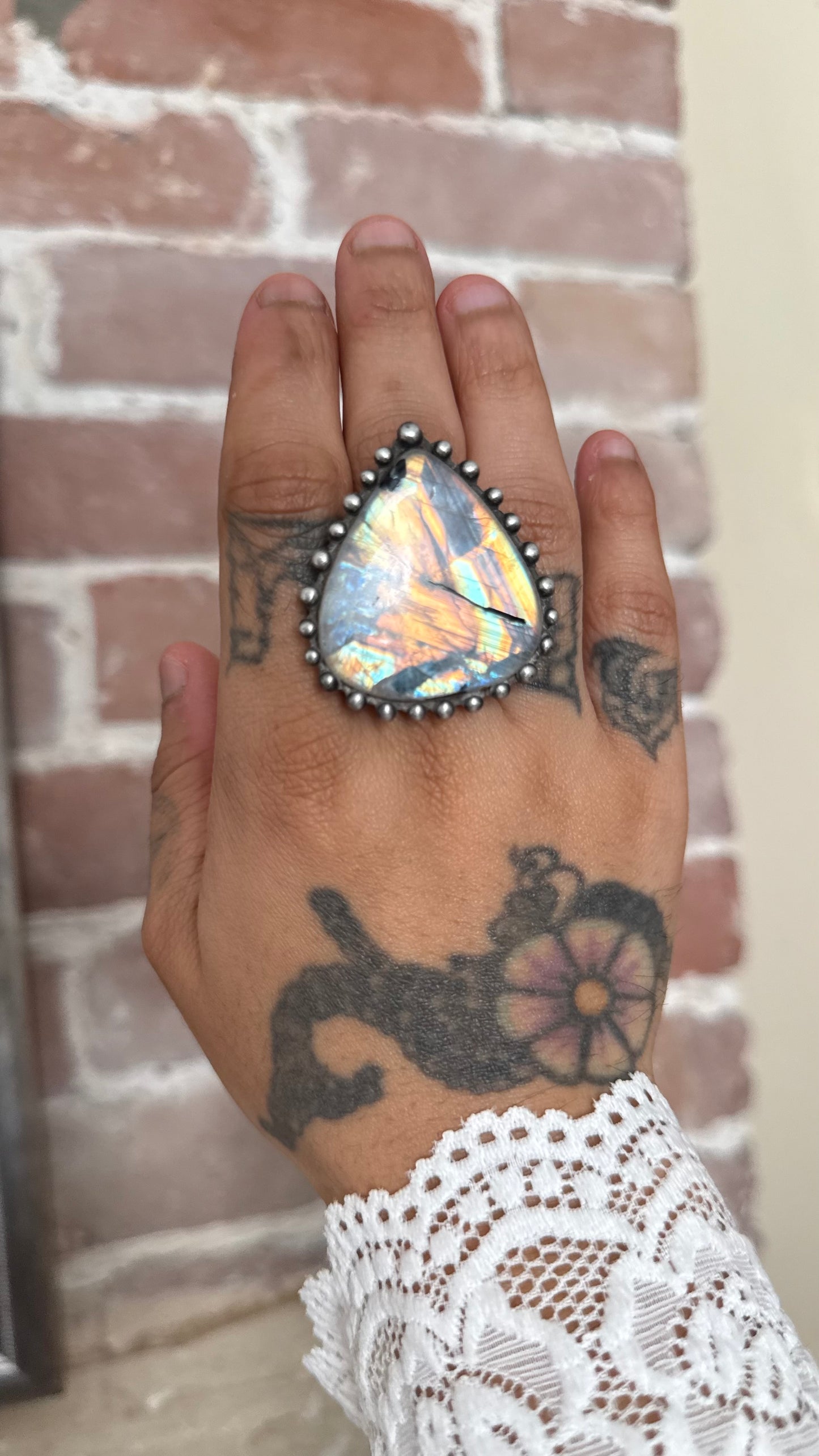 Keahi  | Adjustable Rainbow Moonstone Ring