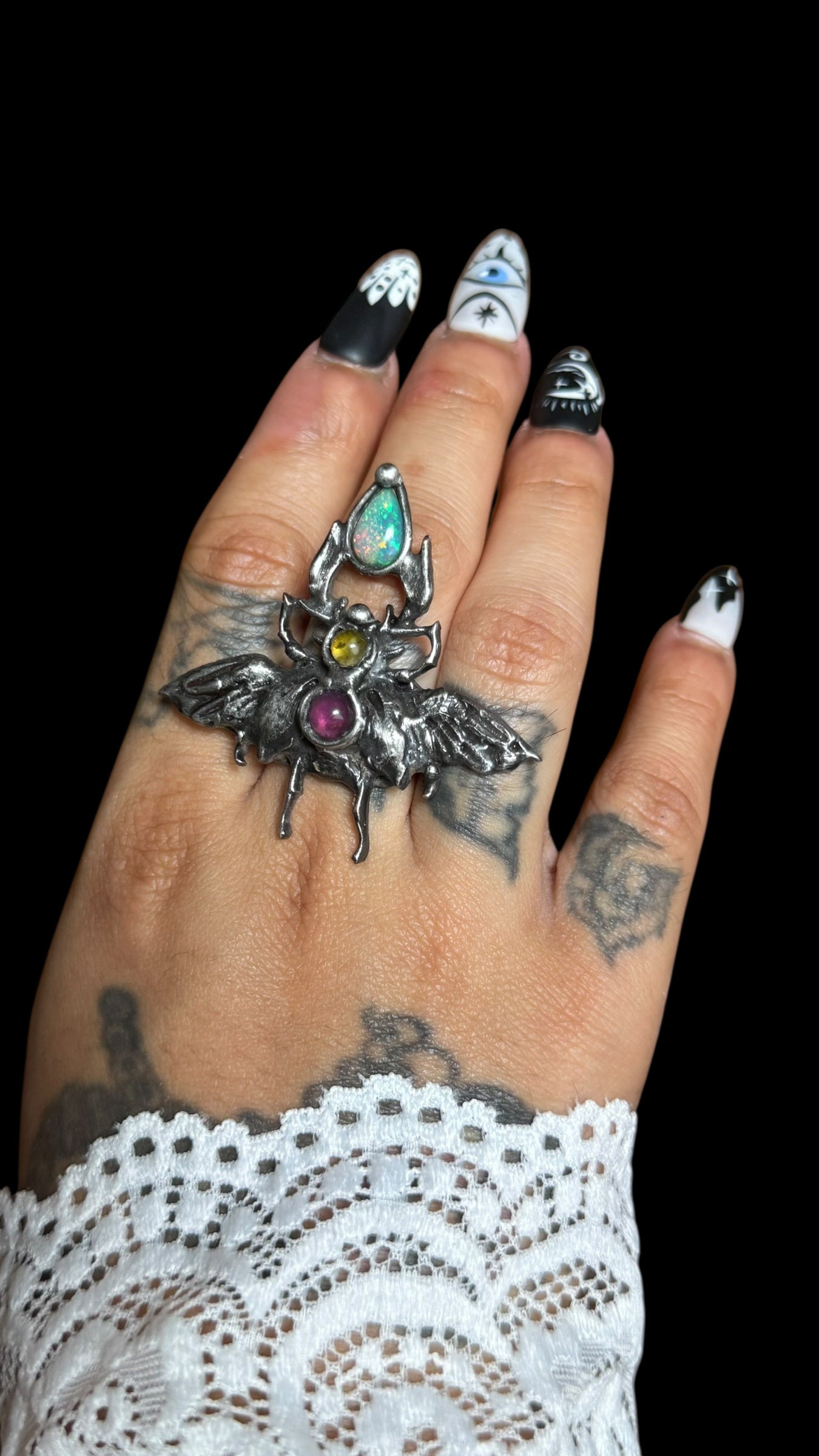 Khepera | Ethiopian Opal, Peridot, and Amethyst Ring