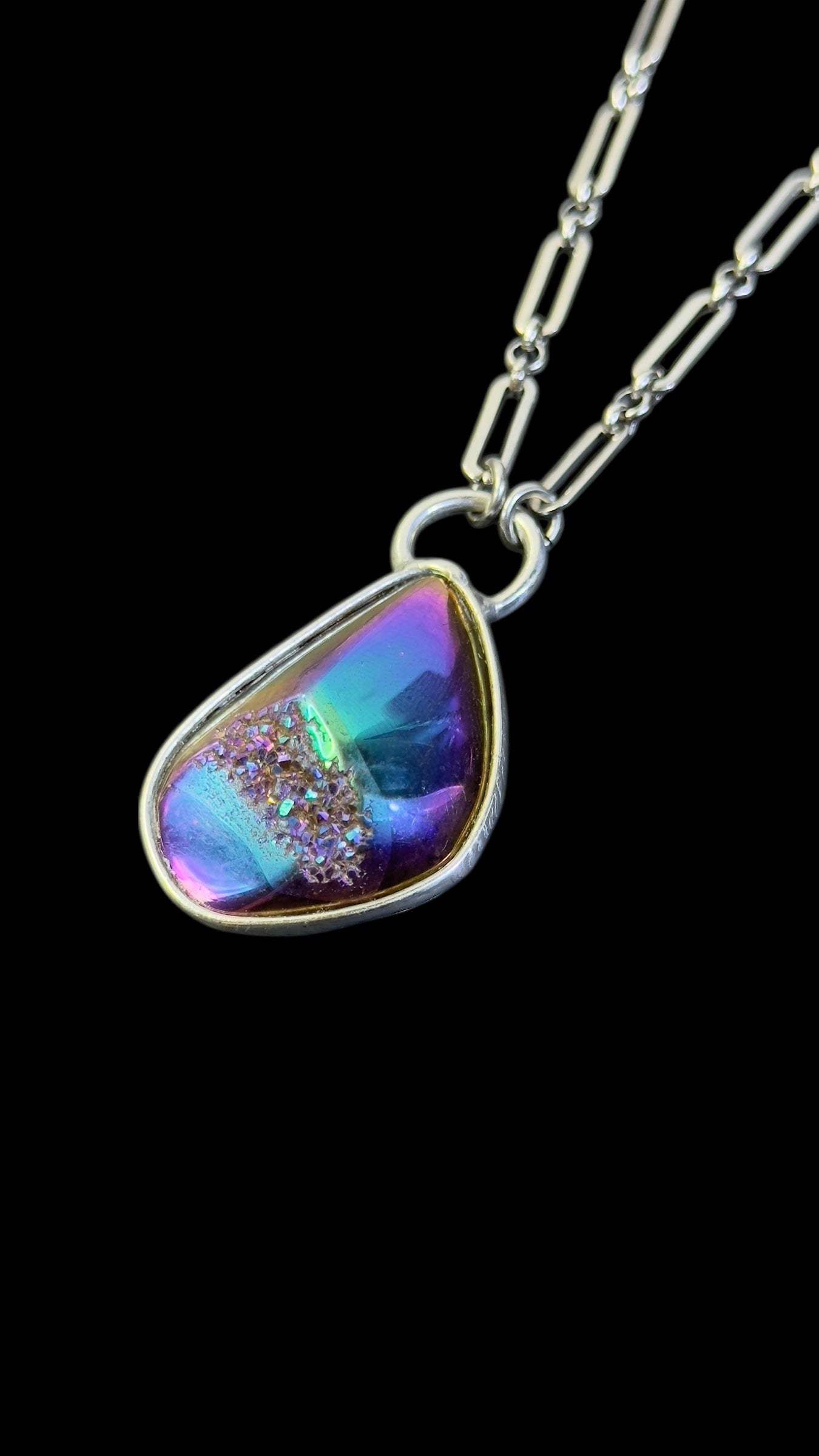 Nijika | Rainbow Titanium Druzy Agate Necklace