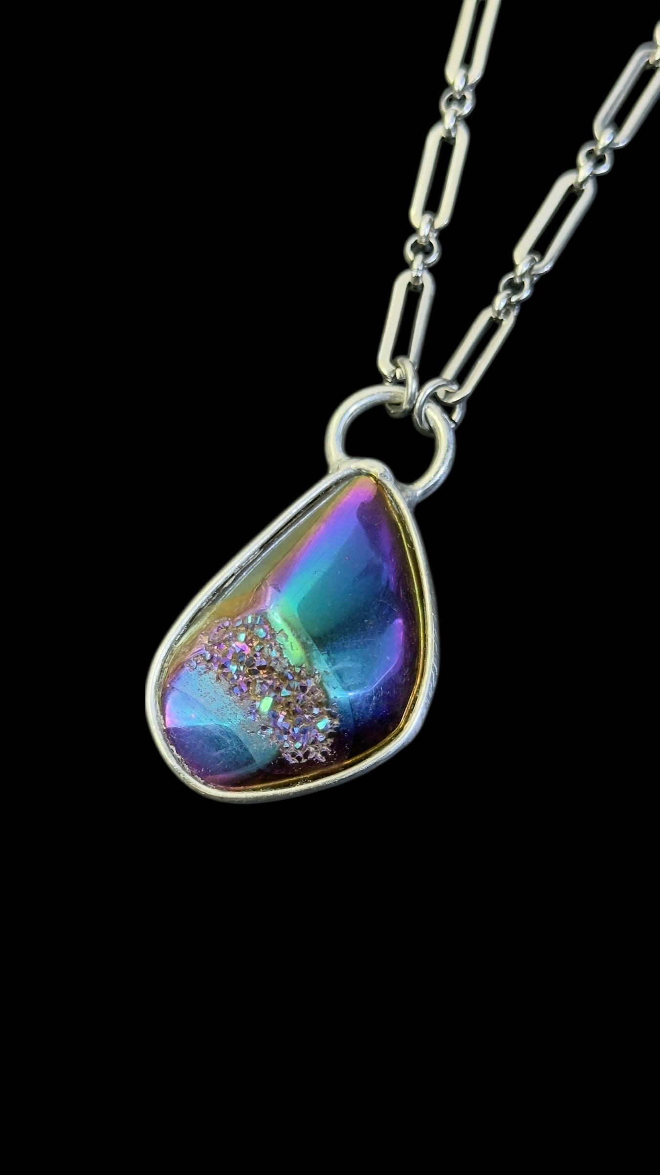 Nijika | Rainbow Titanium Druzy Agate Necklace