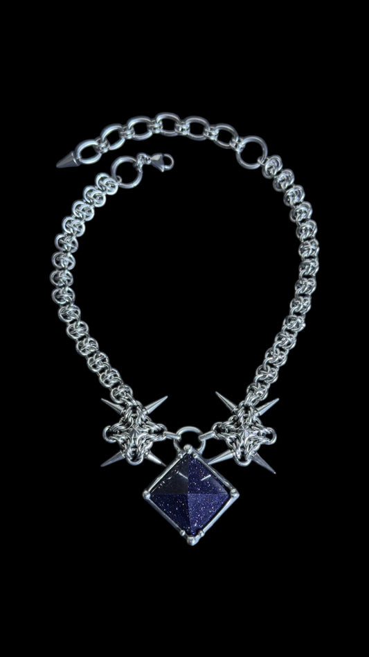 Afina | Blue Sandstone Chainmaille Necklace
