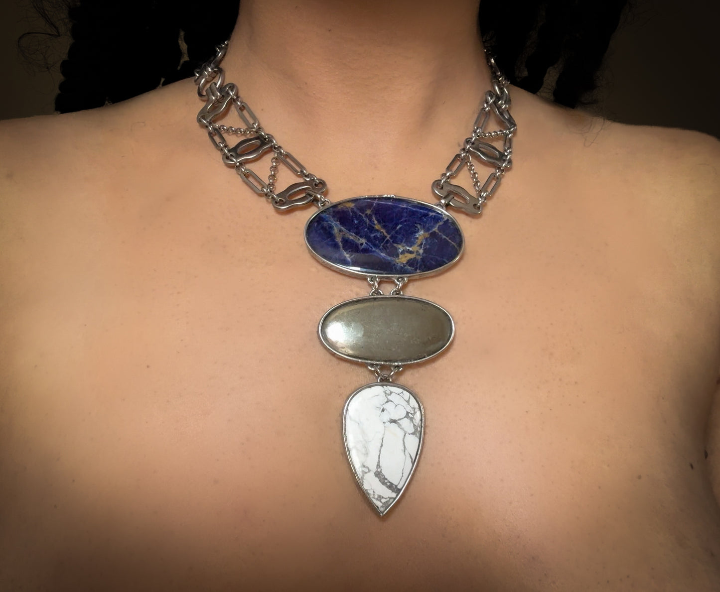 ENODIA | Sodalite, Pyrite, and Howlite Necklace