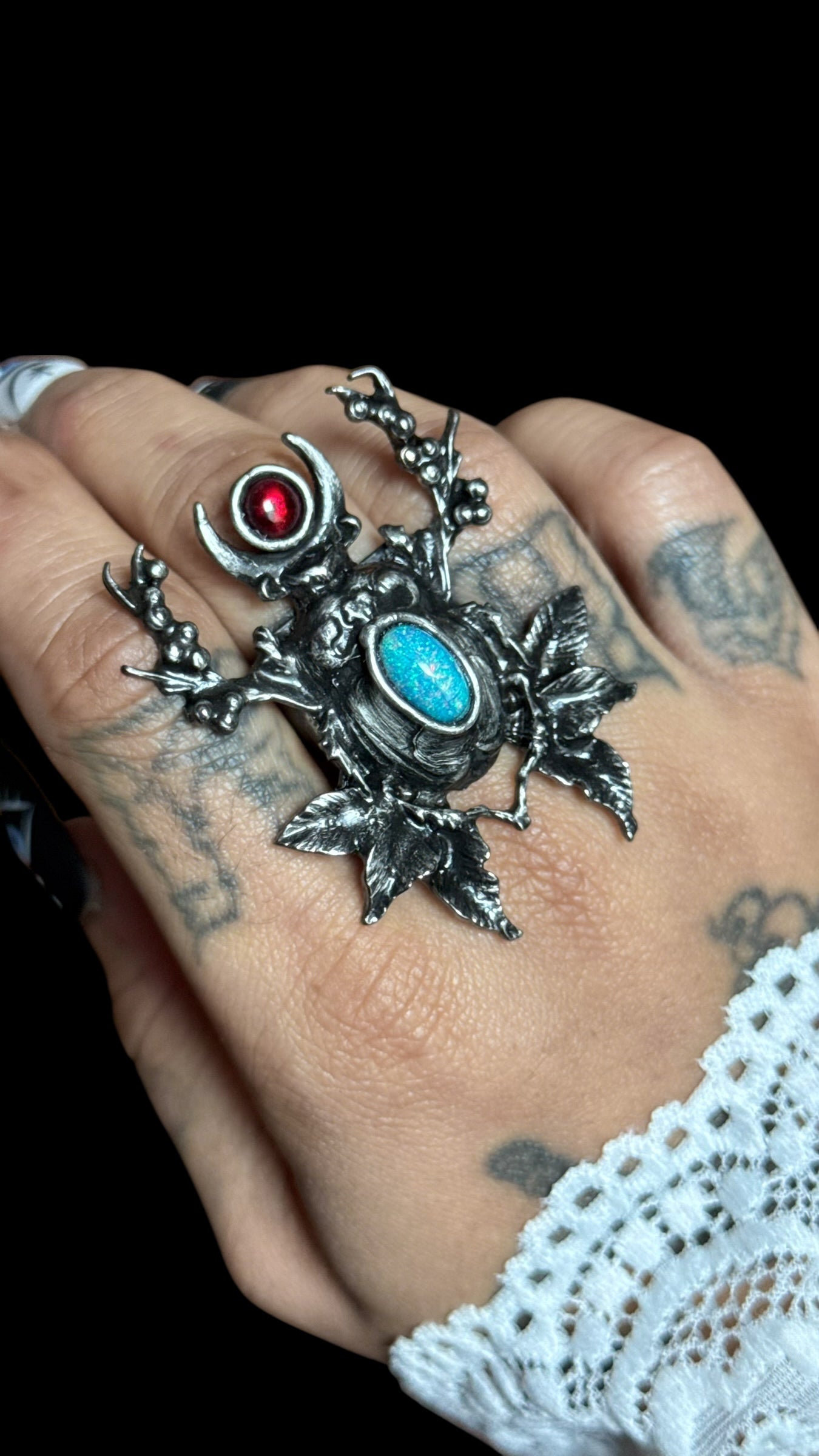 Esmeray | Ethiopian Opal and Garnet Ring