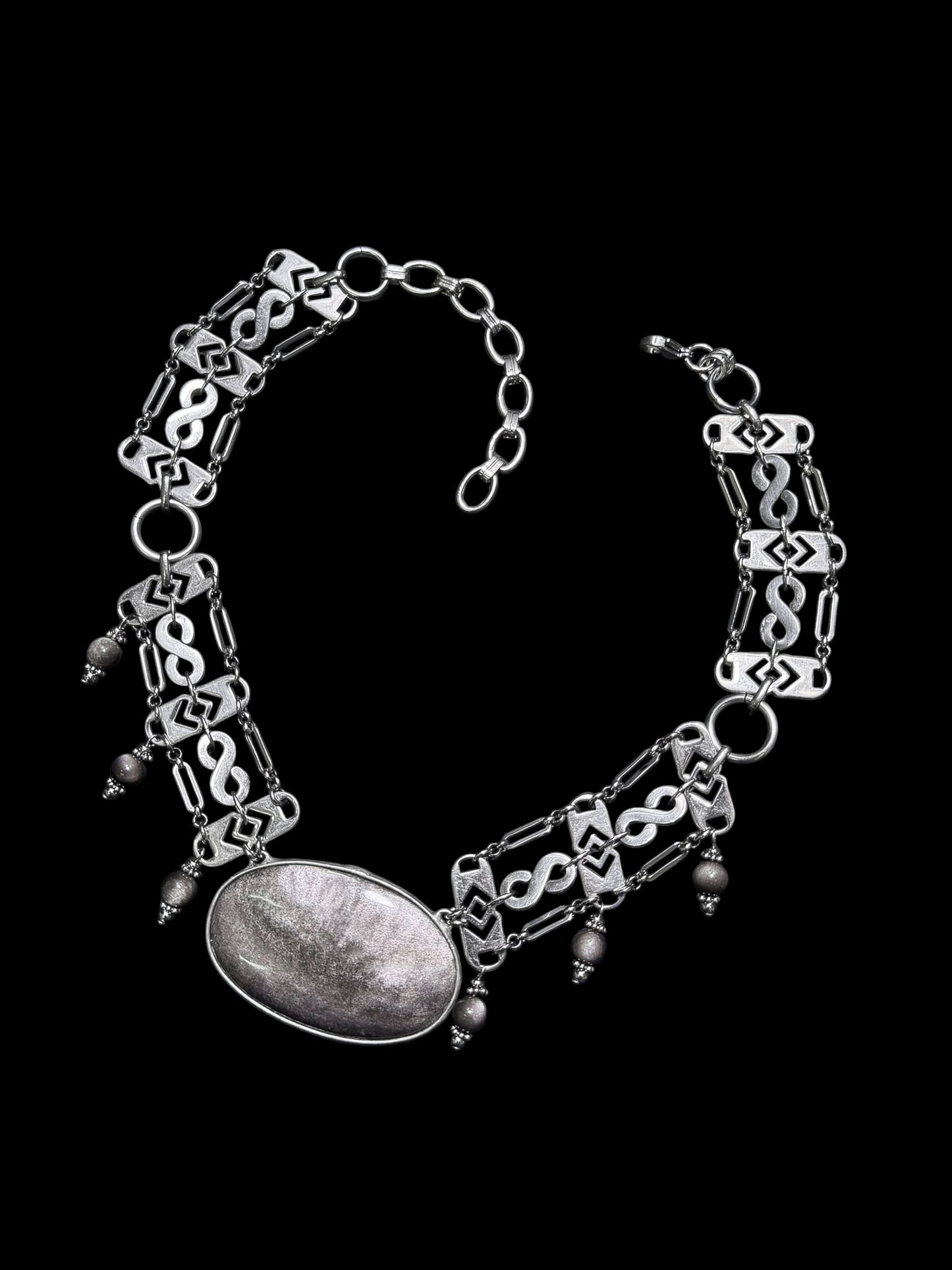 OMYREN | Silver Sheen Obsidian Necklace