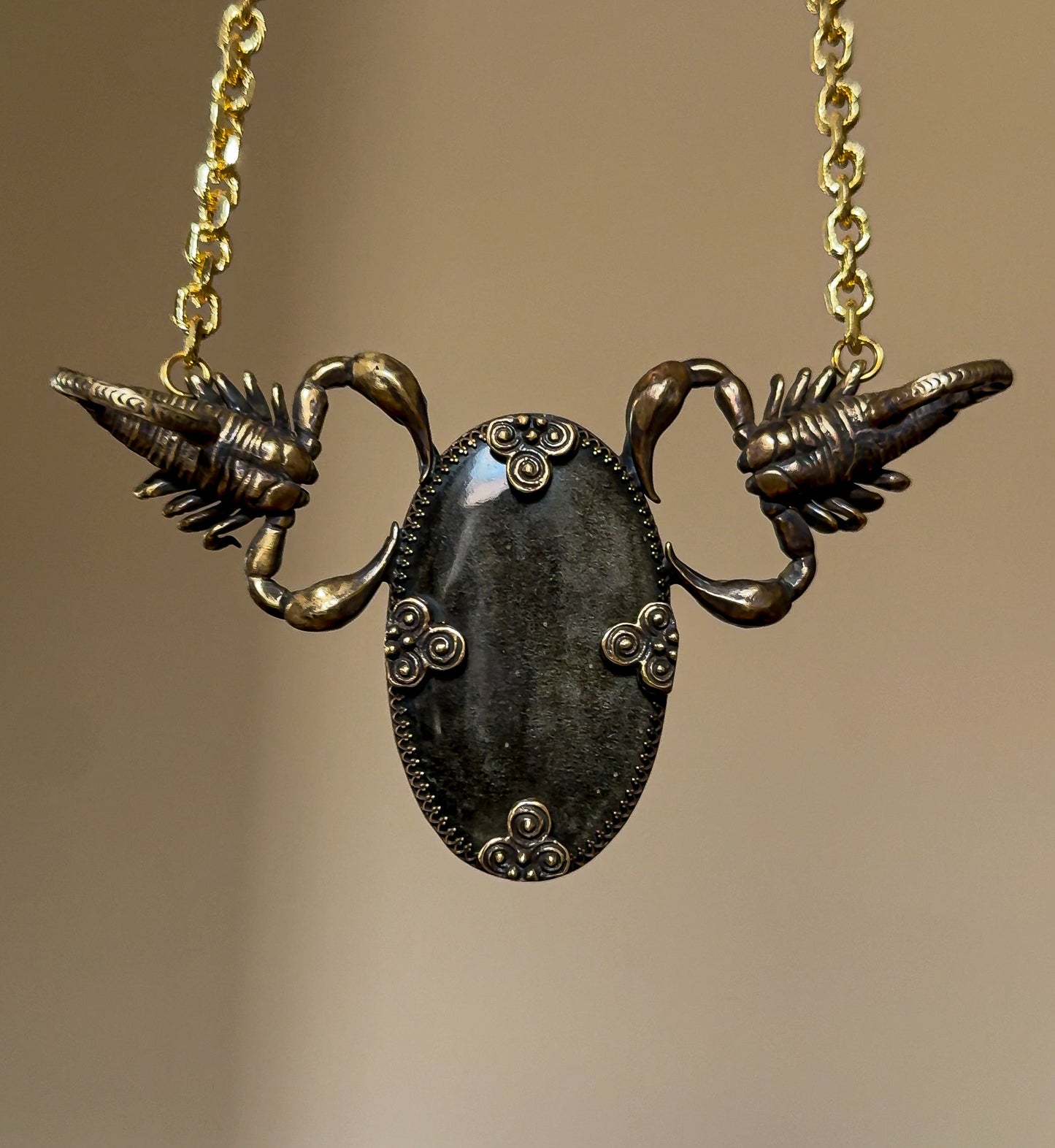 VESSEL OF SERQET | Gold Sheen Obsidian Necklace