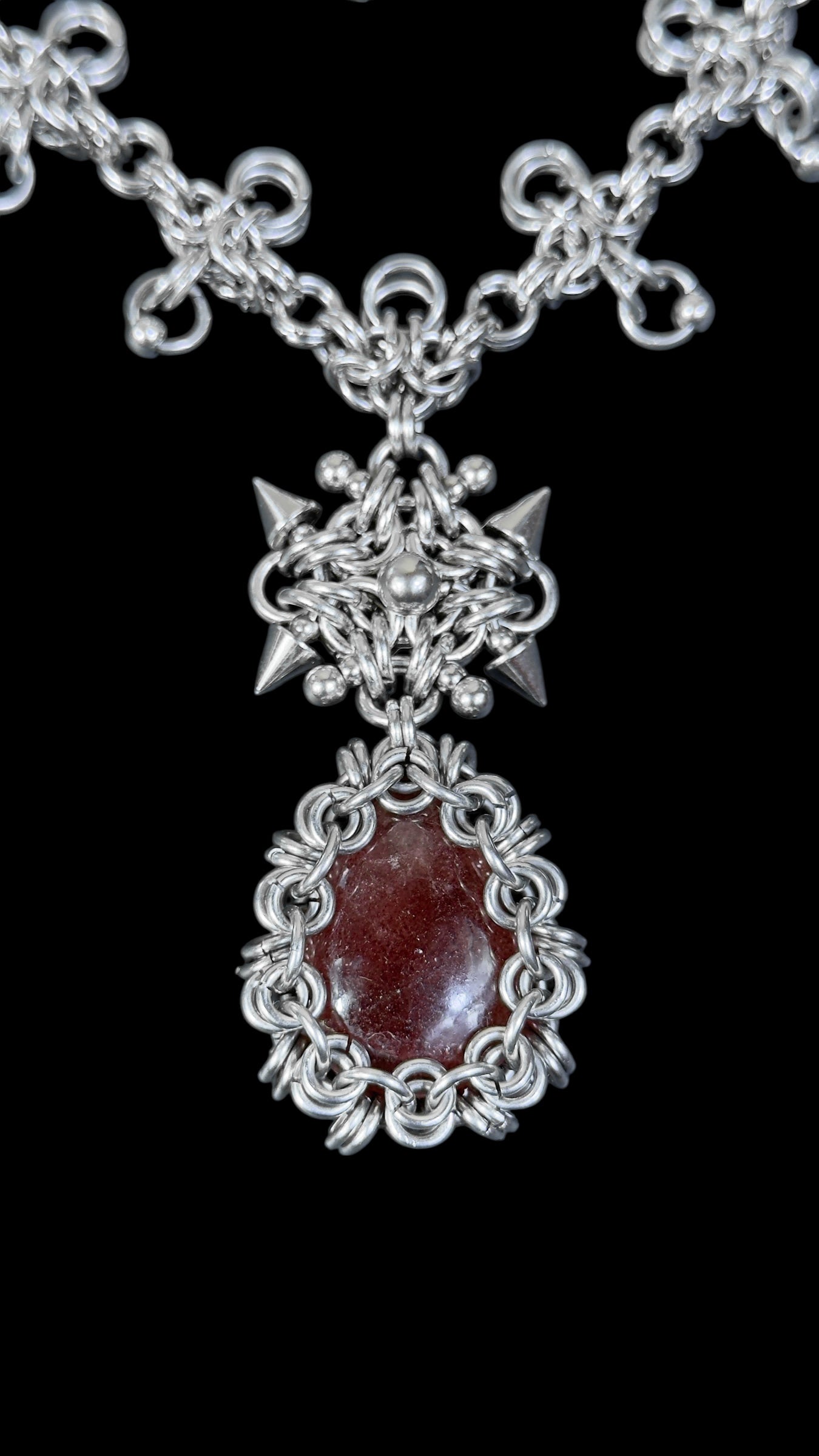 Chinnamasta | Cherry Quartz Chainmail Necklace
