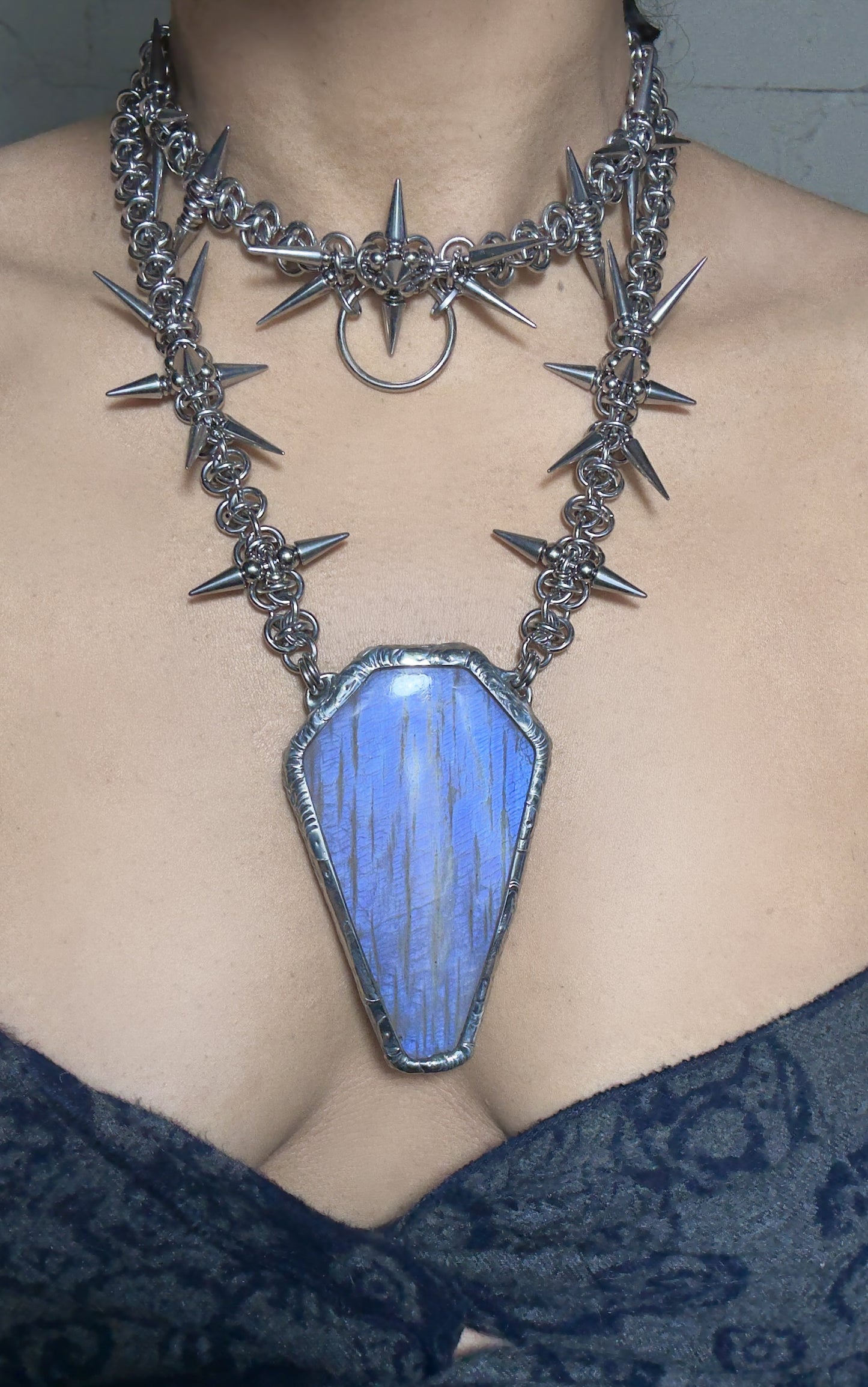 Vetela | 2 Piece Set Rainbow Moonstone Necklace + Collar