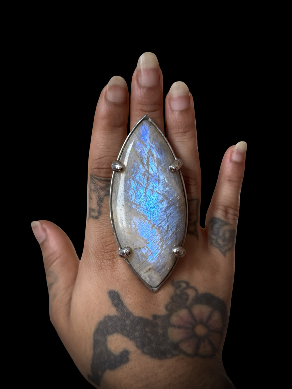 ĪKṢĀ | Rainbow Moonstone Adjustable Ring