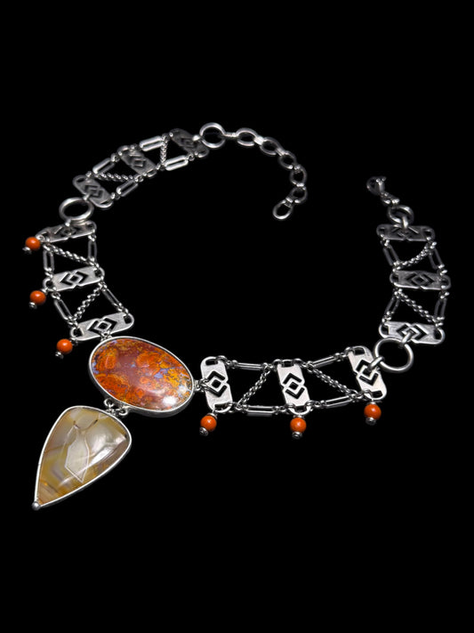 CYBELE | Hungarian Agate, Banded Agate & Red Jasper Necklace