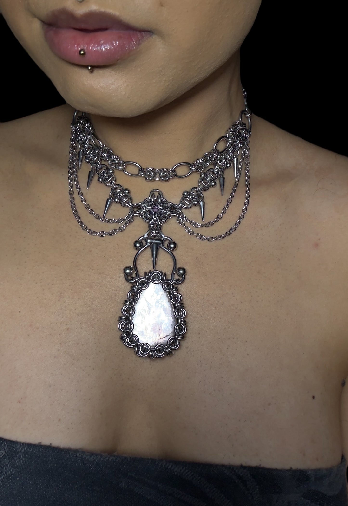 Lakshmi | Lepidolite & Amethyst Necklace
