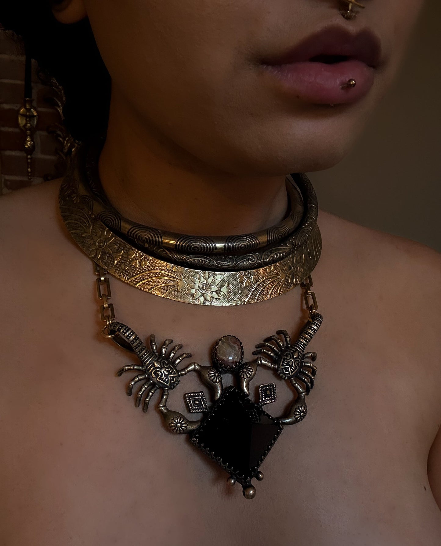 AWEN REMAINS | Mexican Fire Opal and Obsidian Necklace