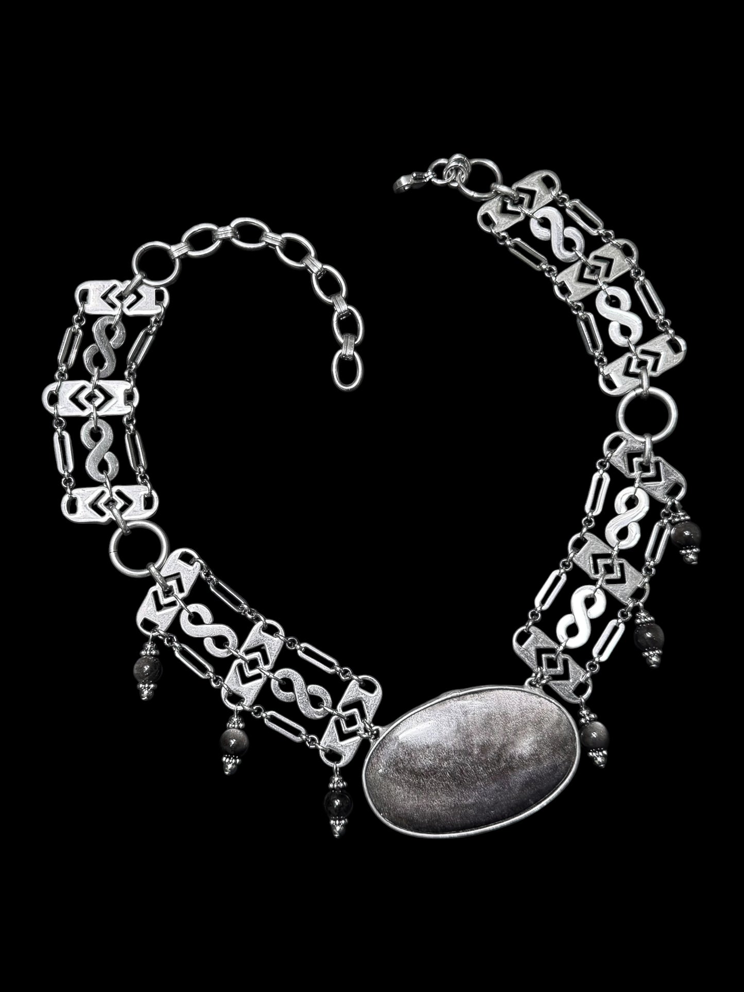 OMYREN | Silver Sheen Obsidian Necklace