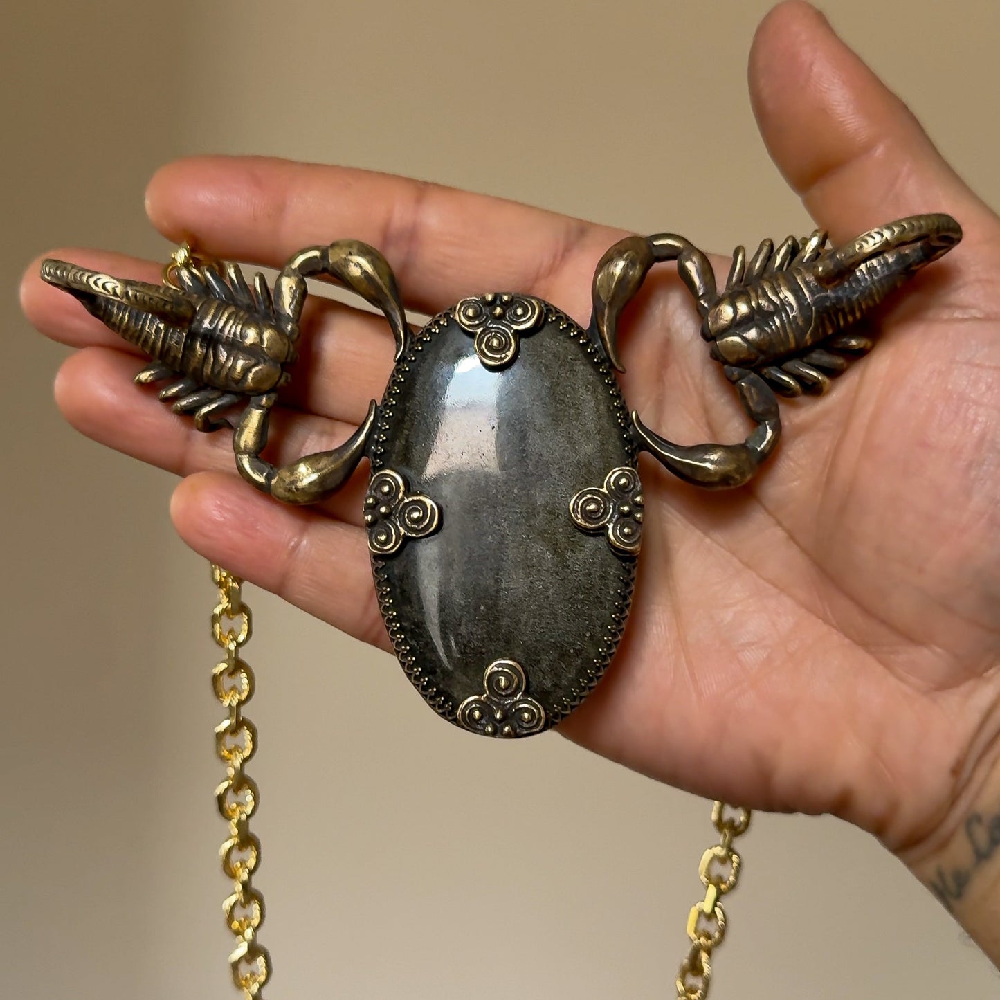 VESSEL OF SERQET | Gold Sheen Obsidian Necklace