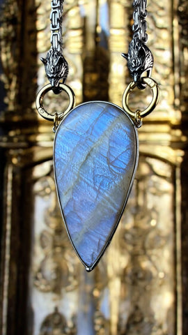 The Wolf | Rainbow Moonstone Necklace