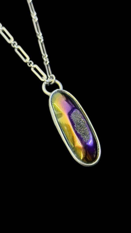Umata | Rainbow Titanium Druzy Agate Necklace