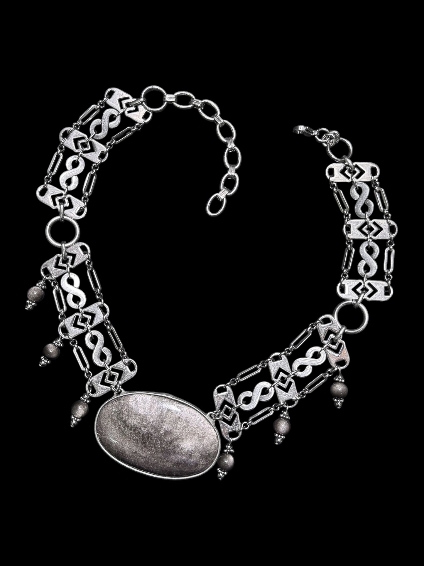 OMYREN | Silver Sheen Obsidian Necklace