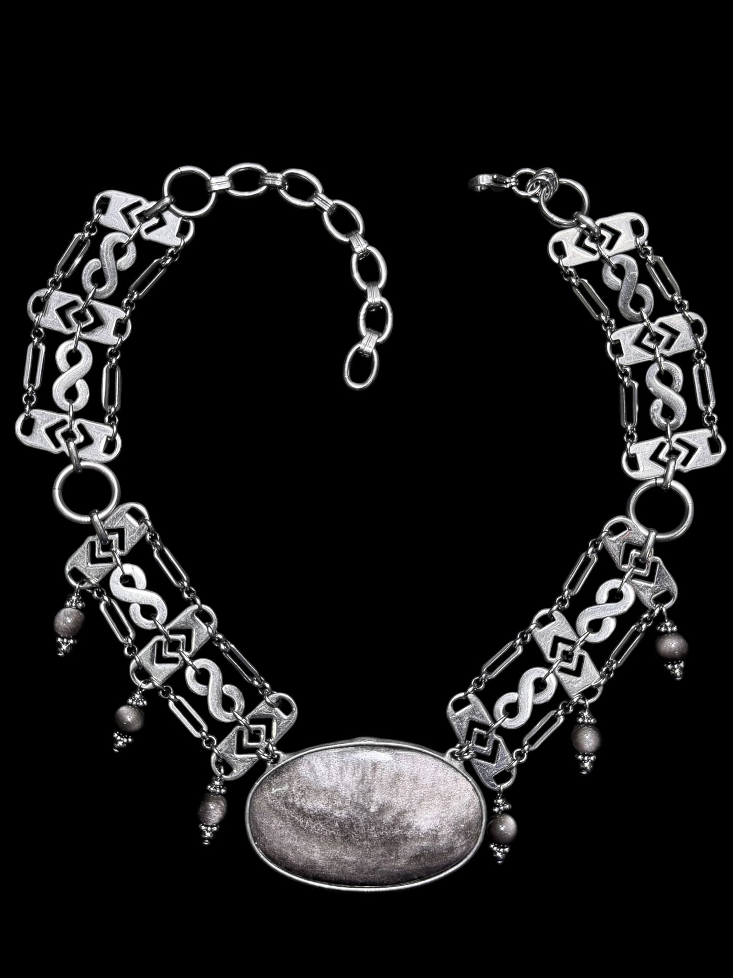 OMYREN | Silver Sheen Obsidian Necklace