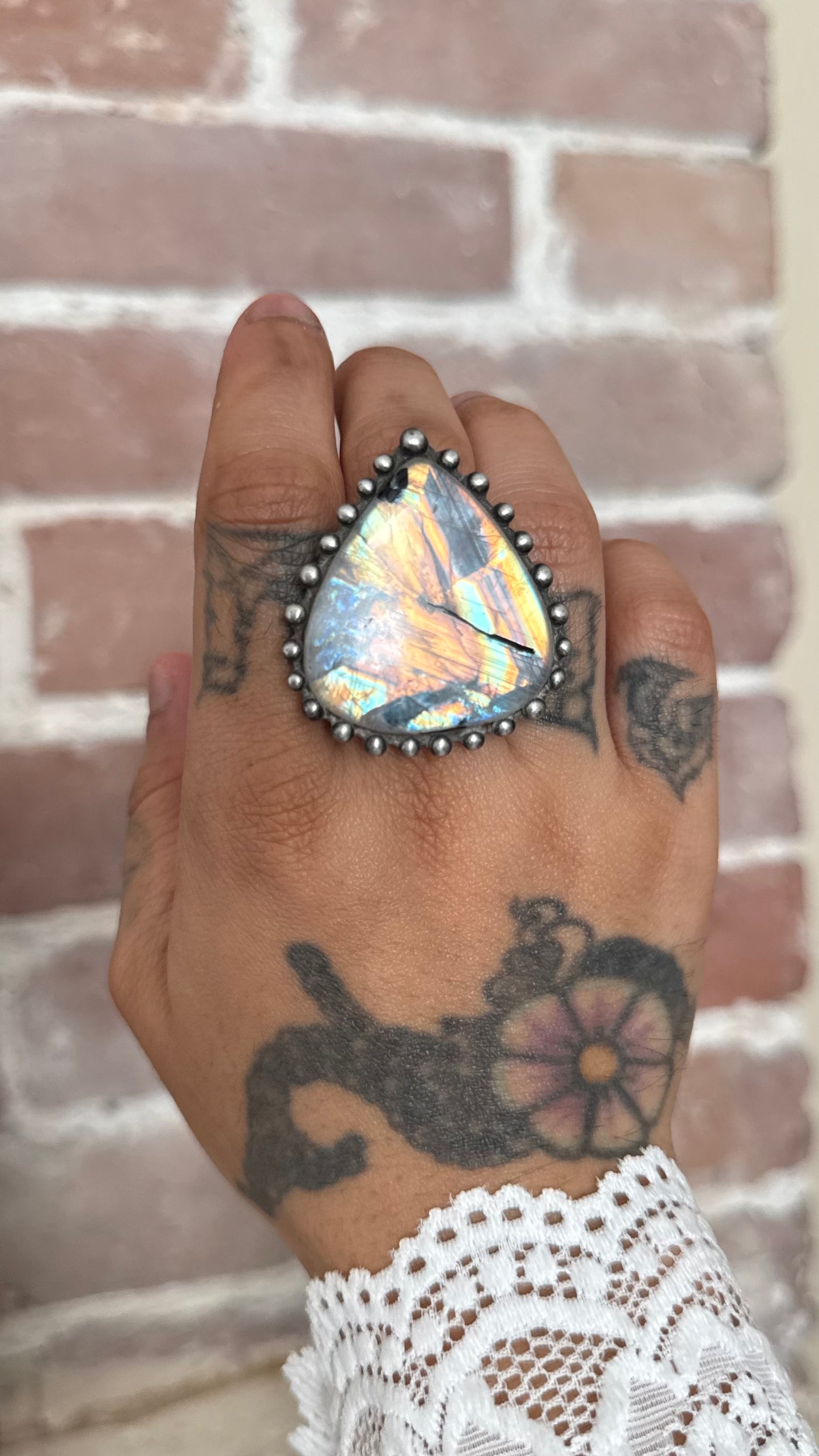 Keahi  | Adjustable Rainbow Moonstone Ring