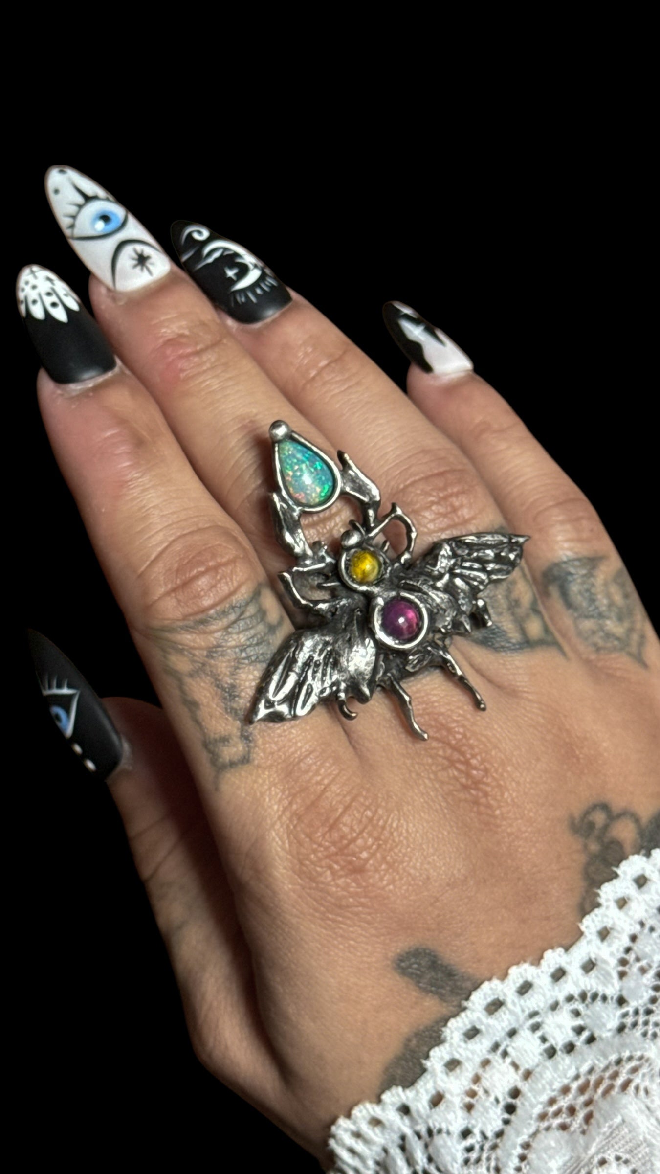 Khepera | Ethiopian Opal, Peridot, and Amethyst Ring