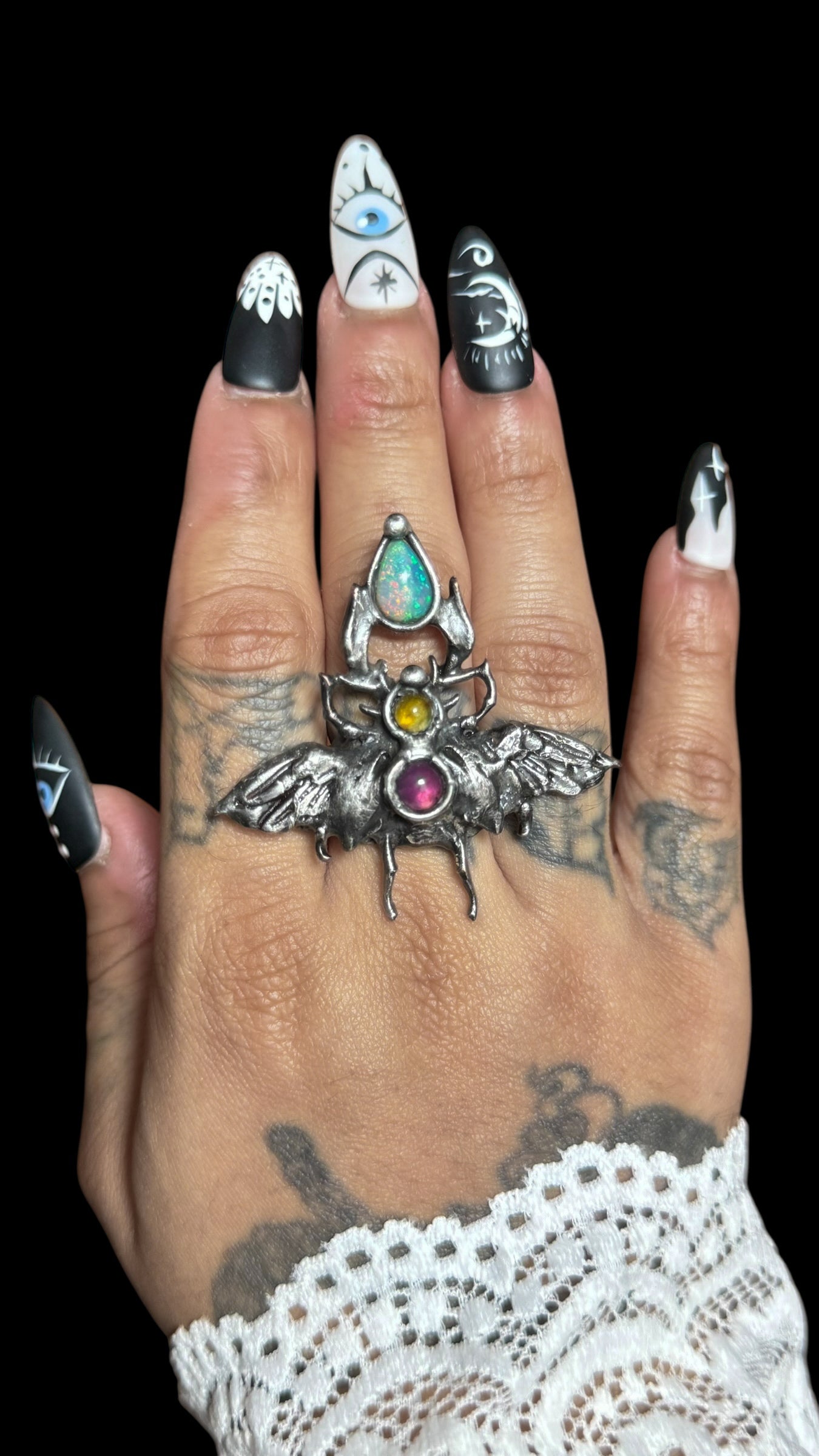 Khepera | Ethiopian Opal, Peridot, and Amethyst Ring