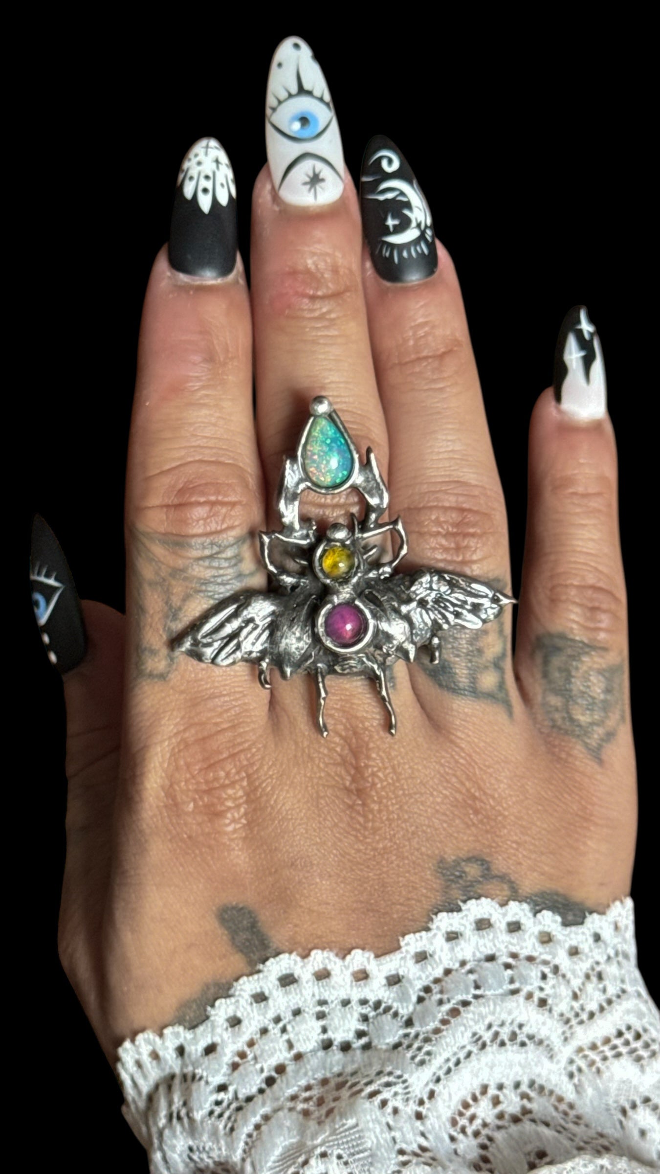 Khepera | Ethiopian Opal, Peridot, and Amethyst Ring