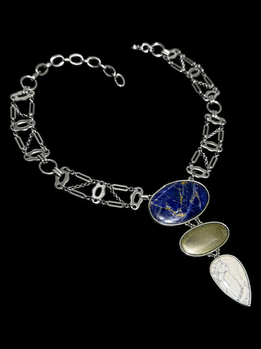 ENODIA | Sodalite, Pyrite, and Howlite Necklace