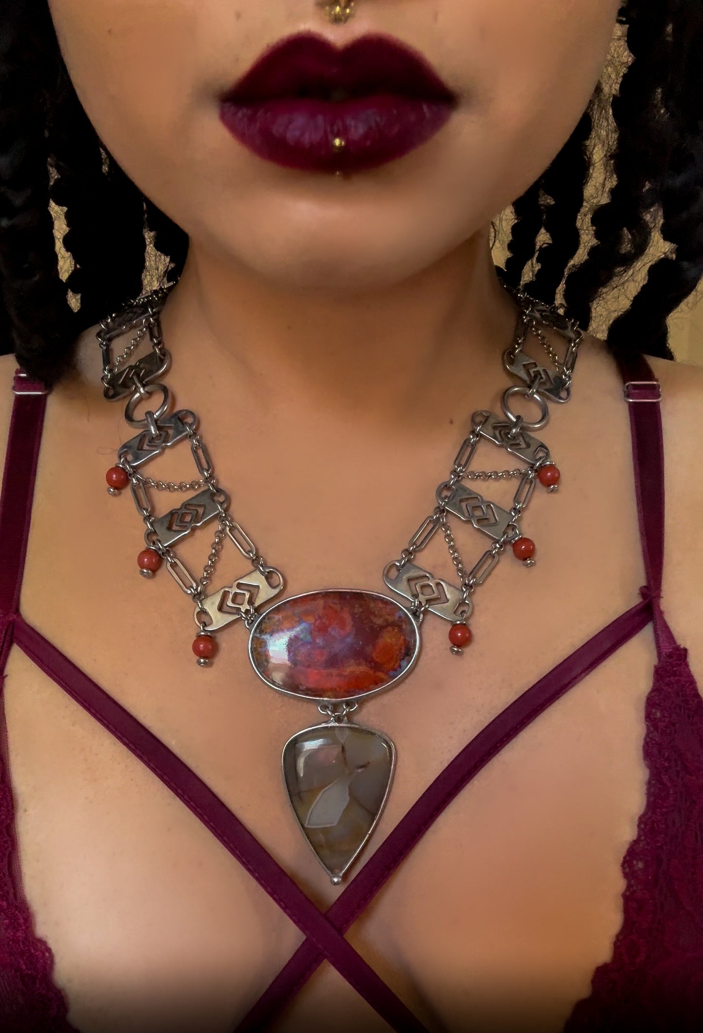 CYBELE | Hungarian Agate, Banded Agate & Red Jasper Necklace