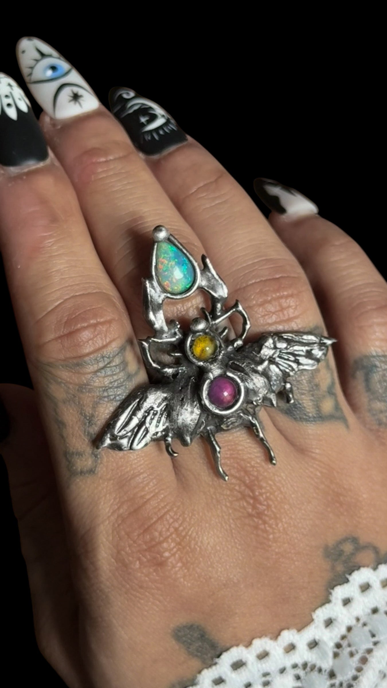 Khepera | Ethiopian Opal, Peridot, and Amethyst Ring