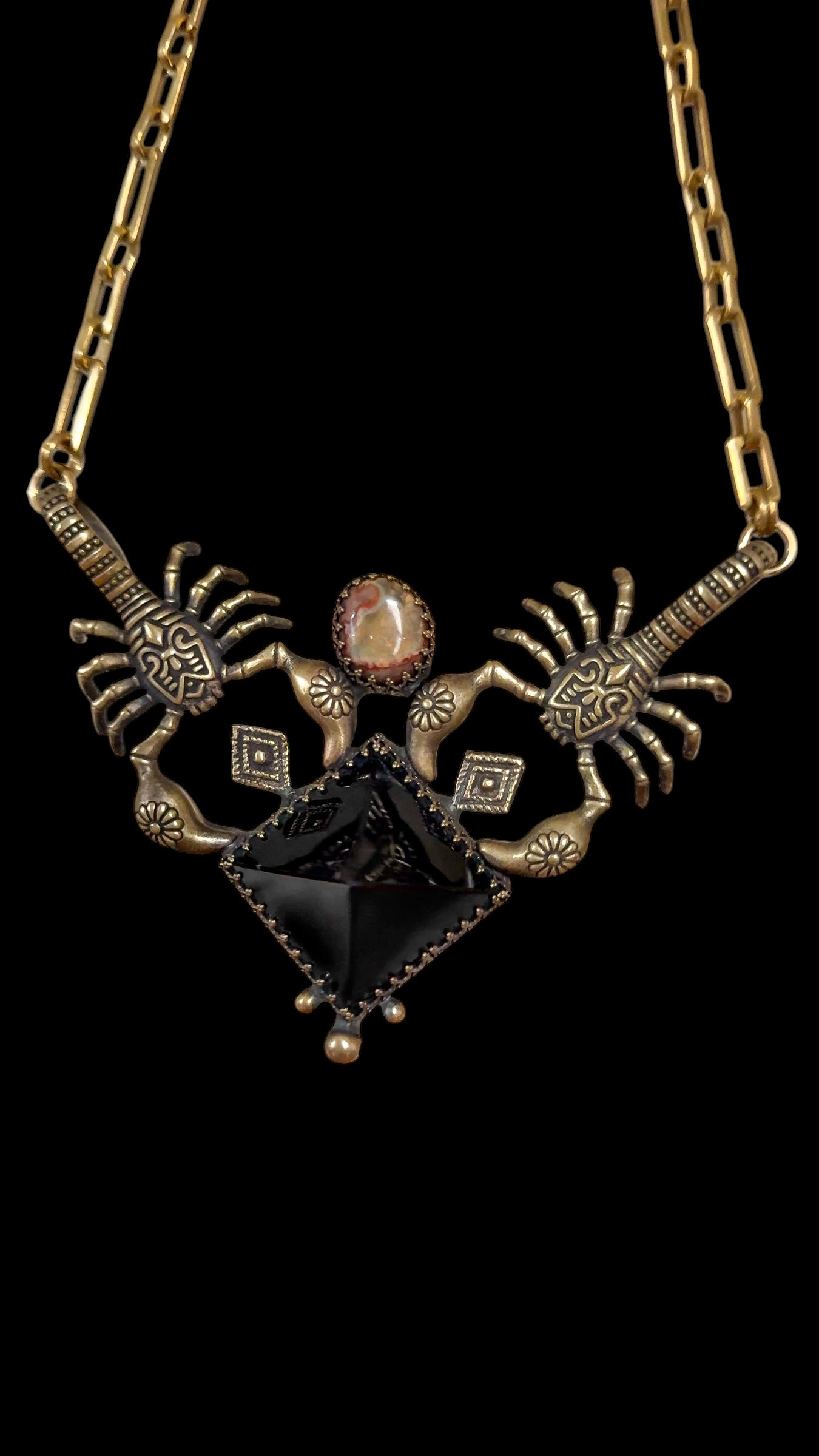 AWEN REMAINS | Mexican Fire Opal and Obsidian Necklace