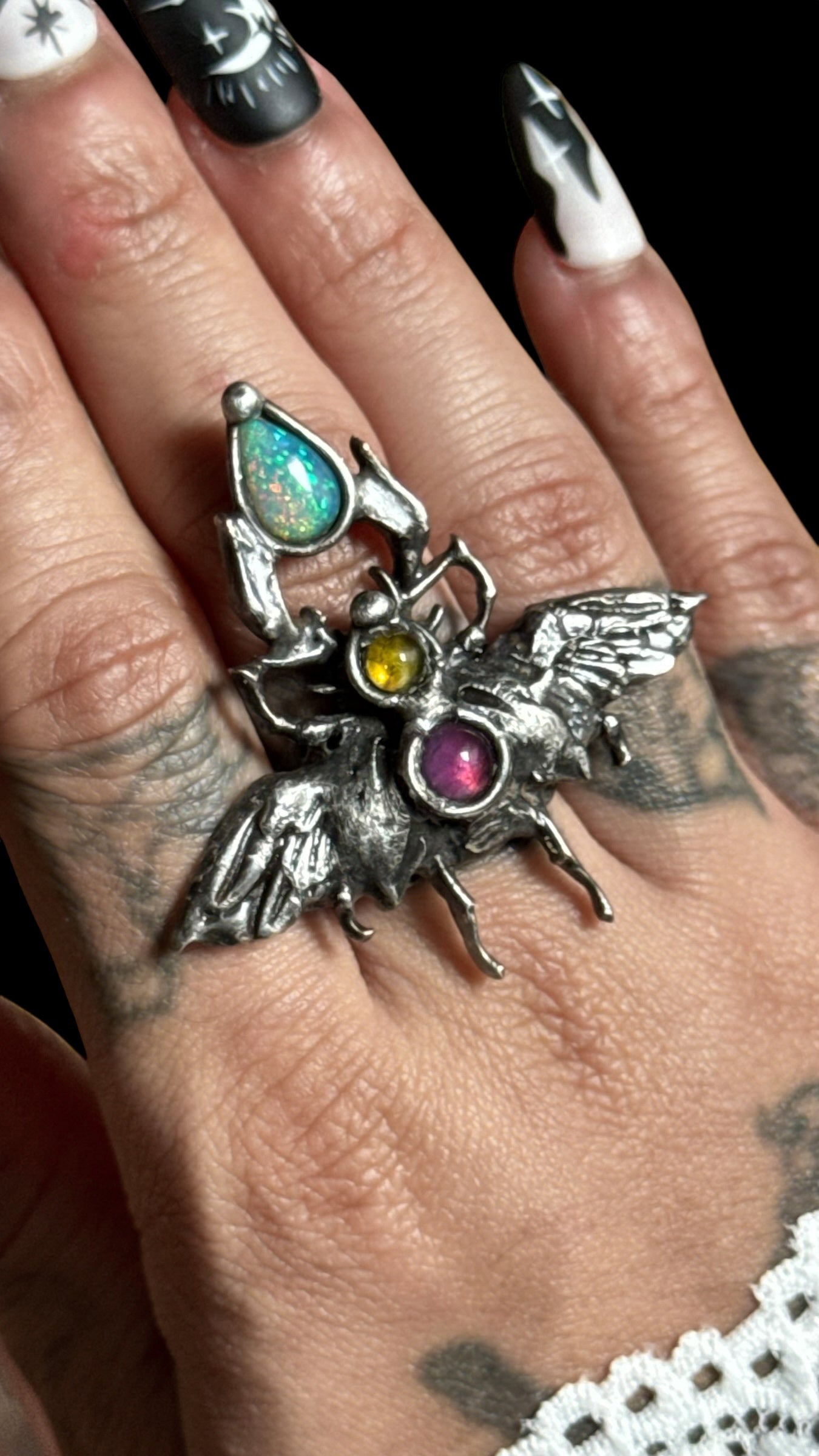 Khepera | Ethiopian Opal, Peridot, and Amethyst Ring