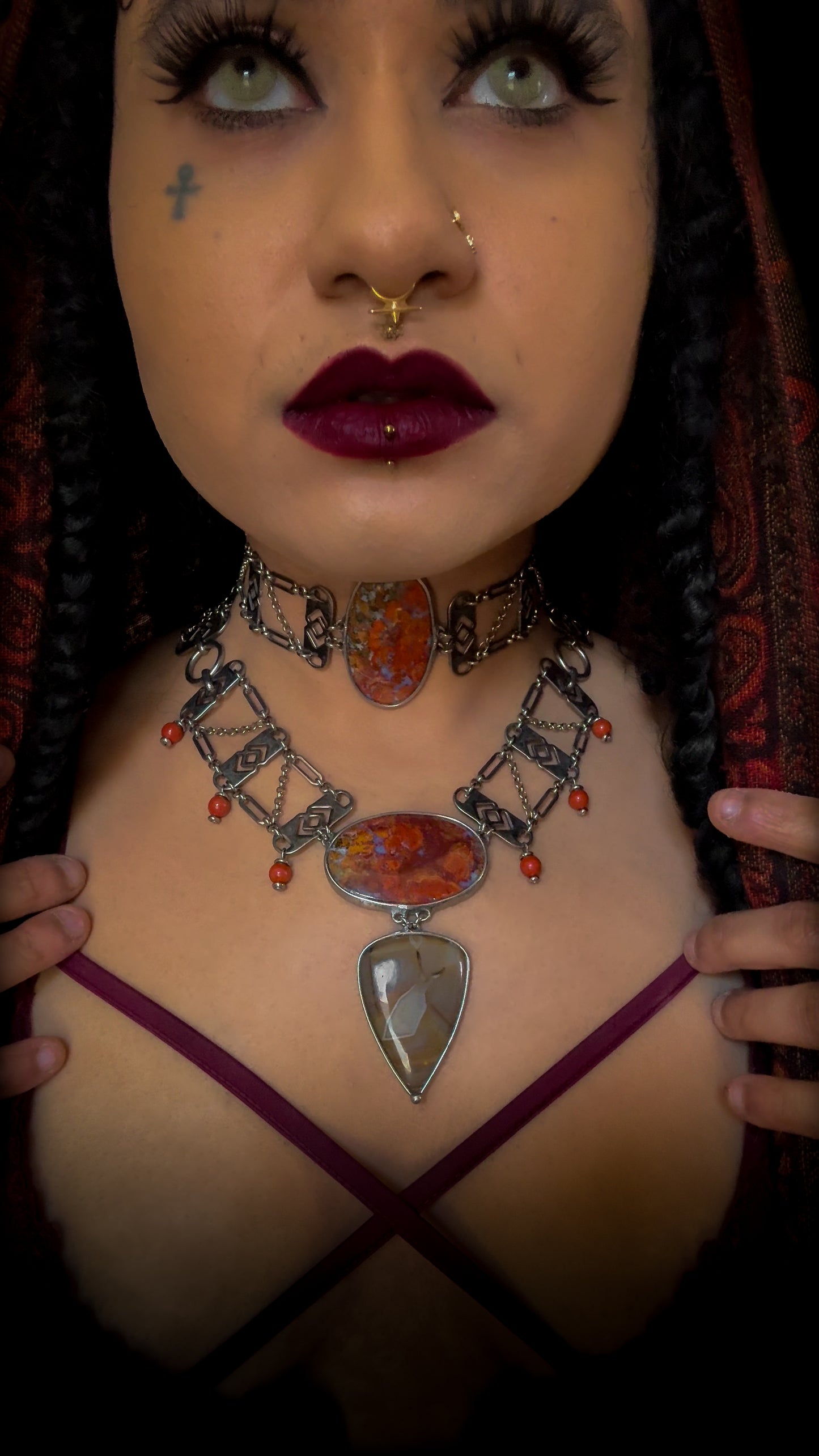 CYBELE | Hungarian Agate, Banded Agate & Red Jasper Necklace