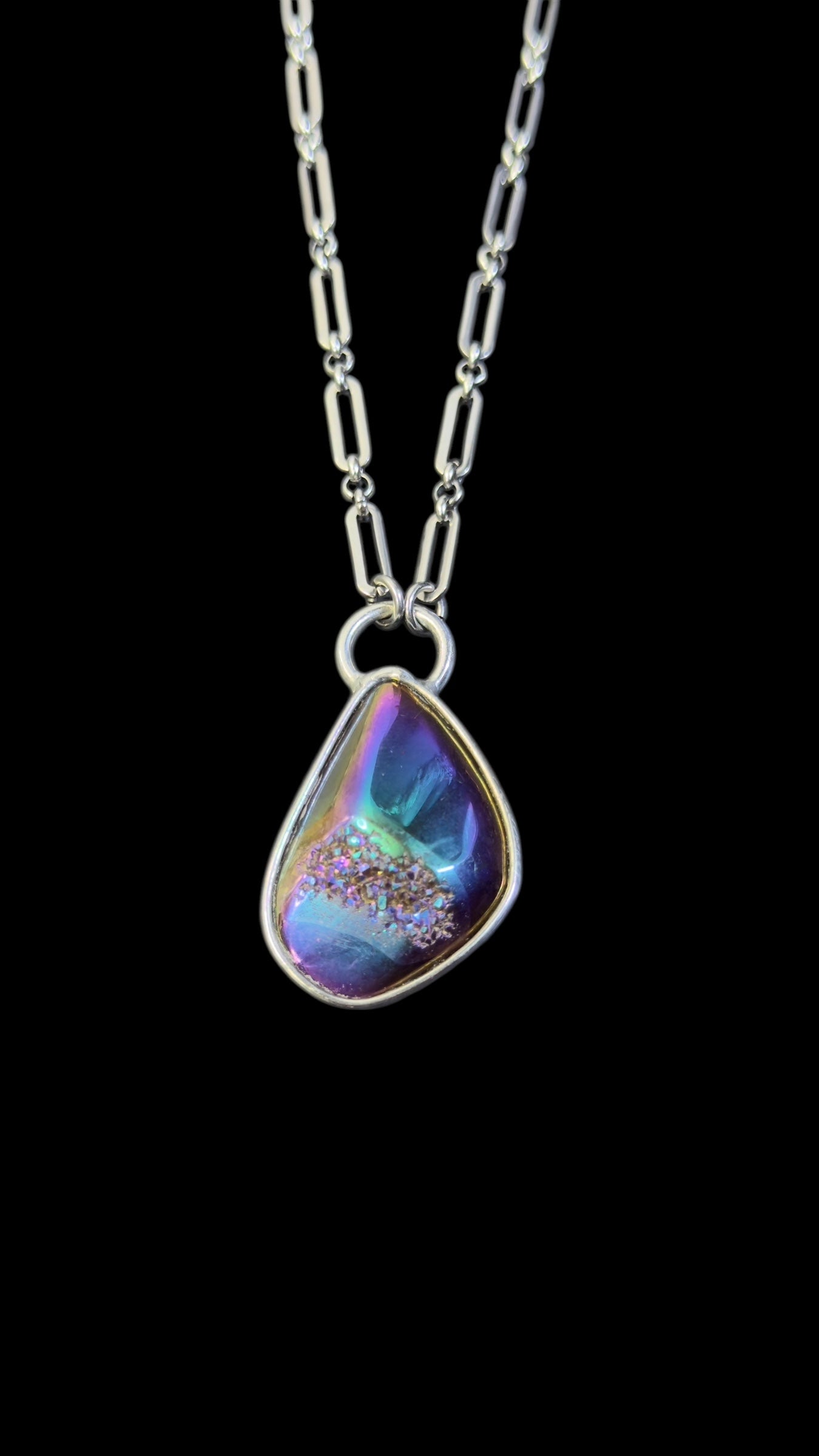 Nijika | Rainbow Titanium Druzy Agate Necklace